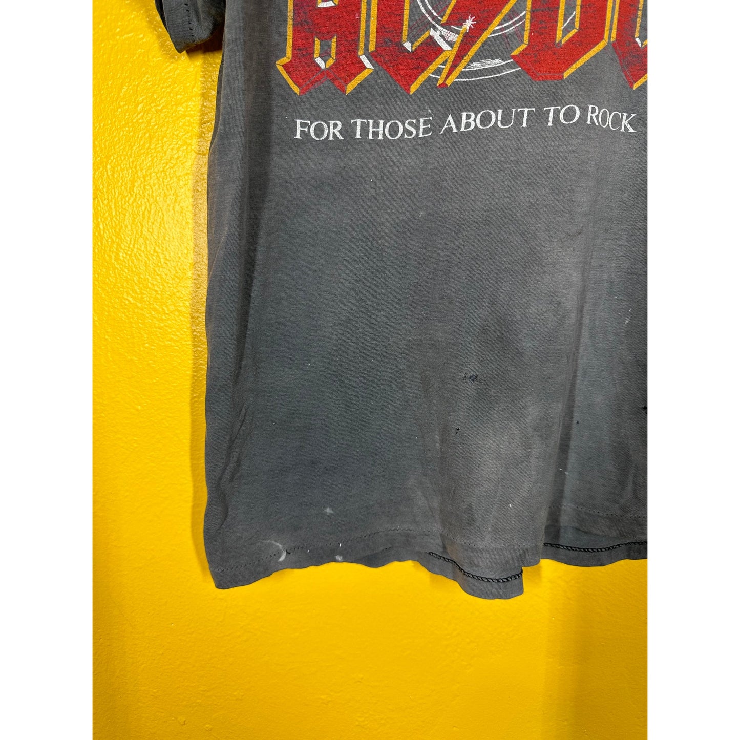 Vtg AC/DC 1981 Tour Tee For those About to Rock Distressed Sz S/M Rock T