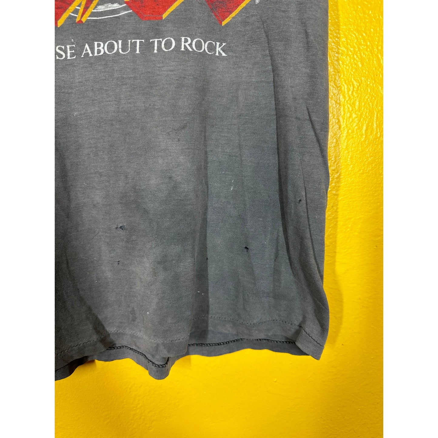 Vtg AC/DC 1981 Tour Tee For those About to Rock Distressed Sz S/M Rock T