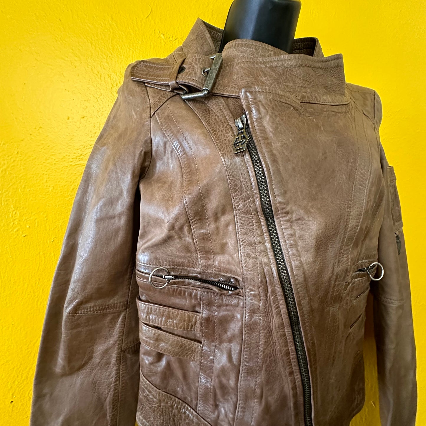 Y2K Diesel Leather Biker Jacket Sz S