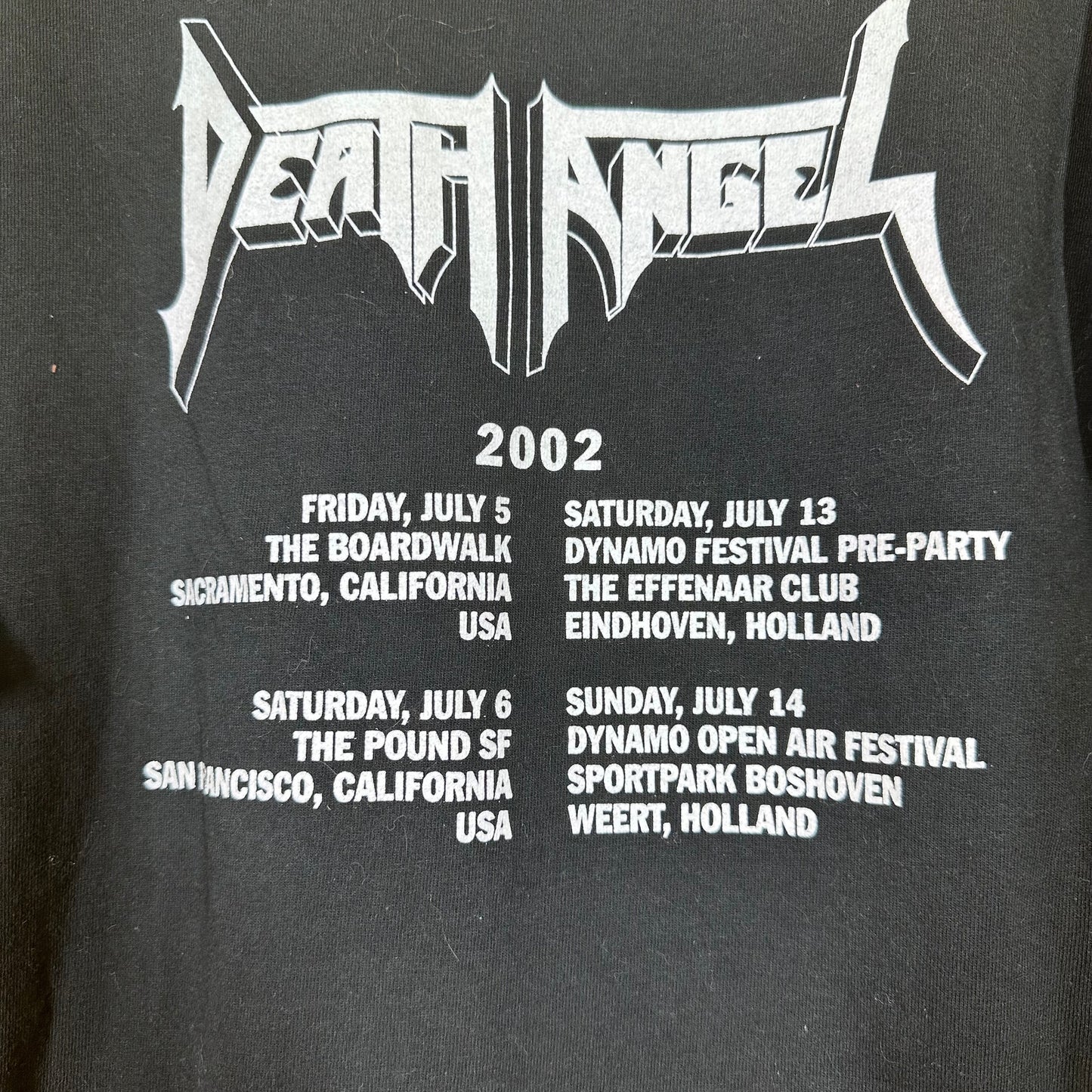 Vtg Death Angel 2001 Tour Tee Sz L Double Sided Metal Thrash T Shirt