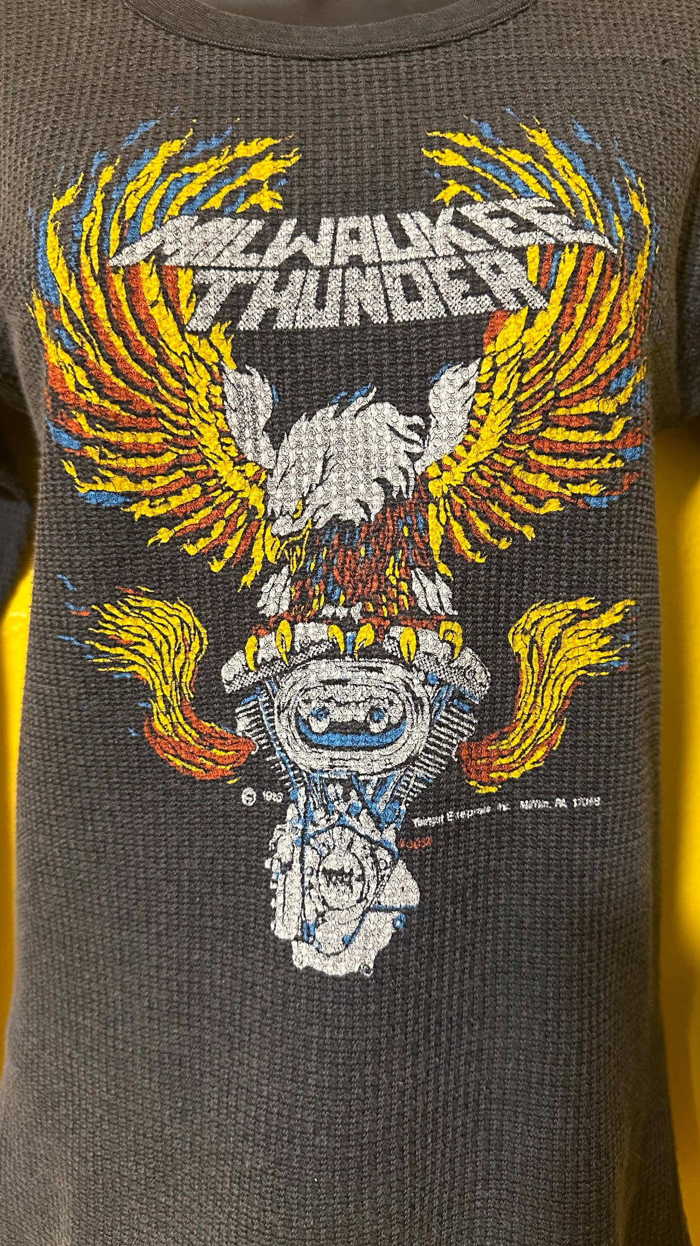 Vintage 1980s Milwaukee Thunder Engine Waffle Knit with Sleeve Hits S