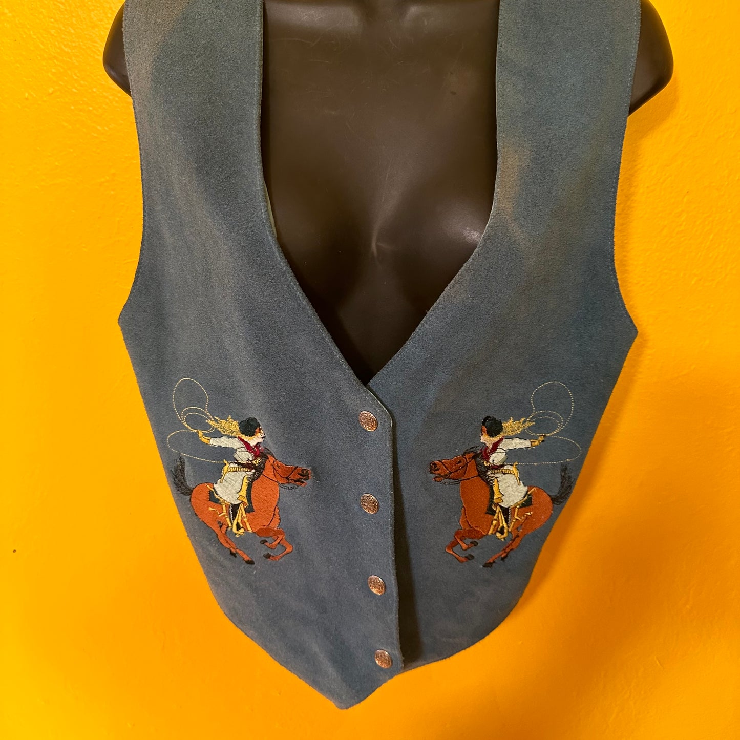 Vintage Suede Rodeo Horse Vest Size M