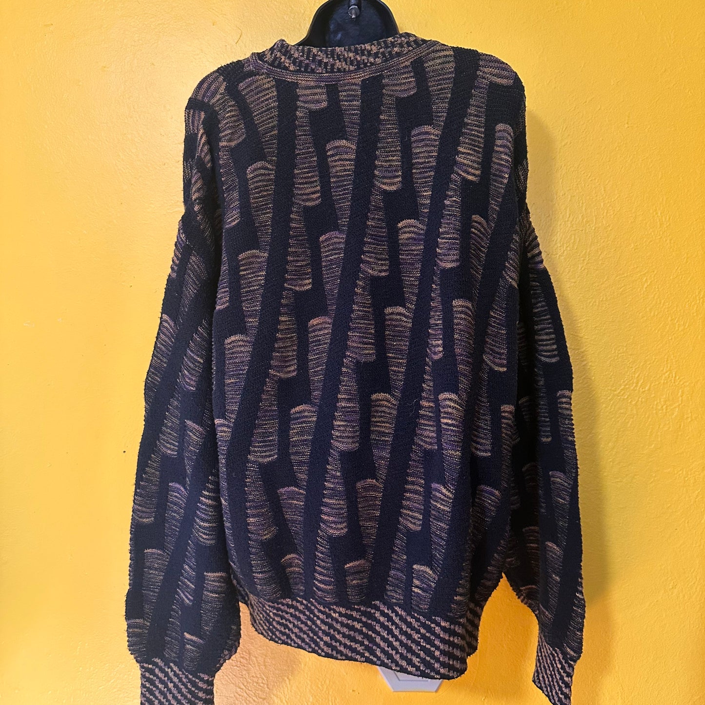 Vintage Lightning Print Grandpa Oversized Sweater