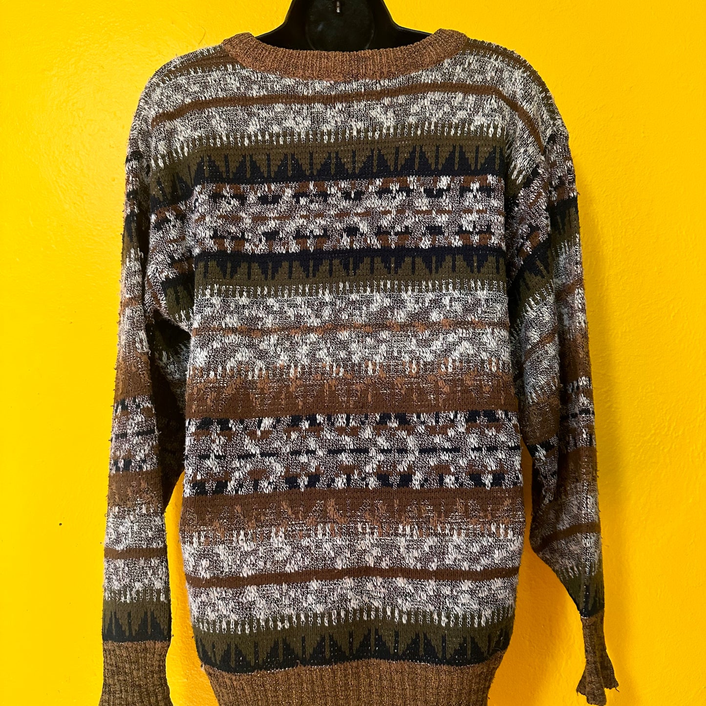 Vintage Brown Pattered Grandpa Sweater M