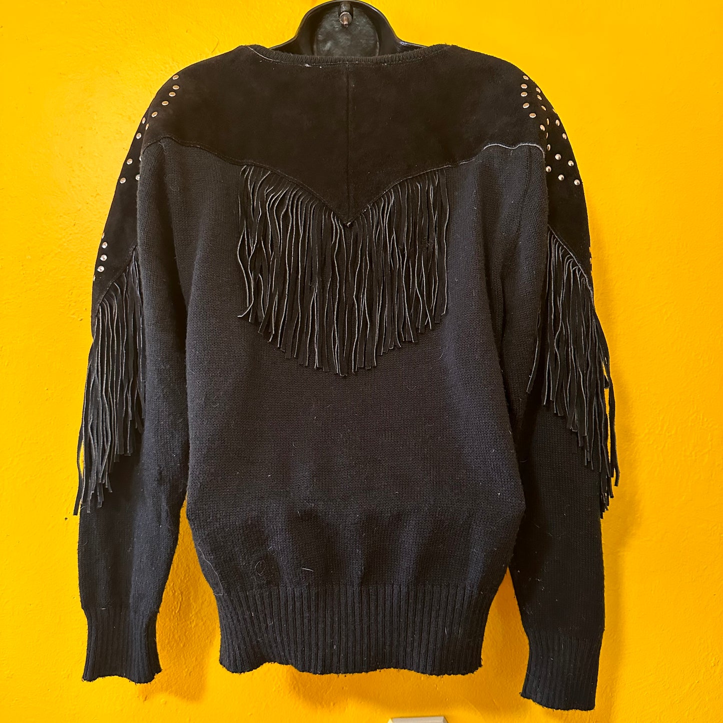 1980s Western Vintage Suede Studded Sweater S L