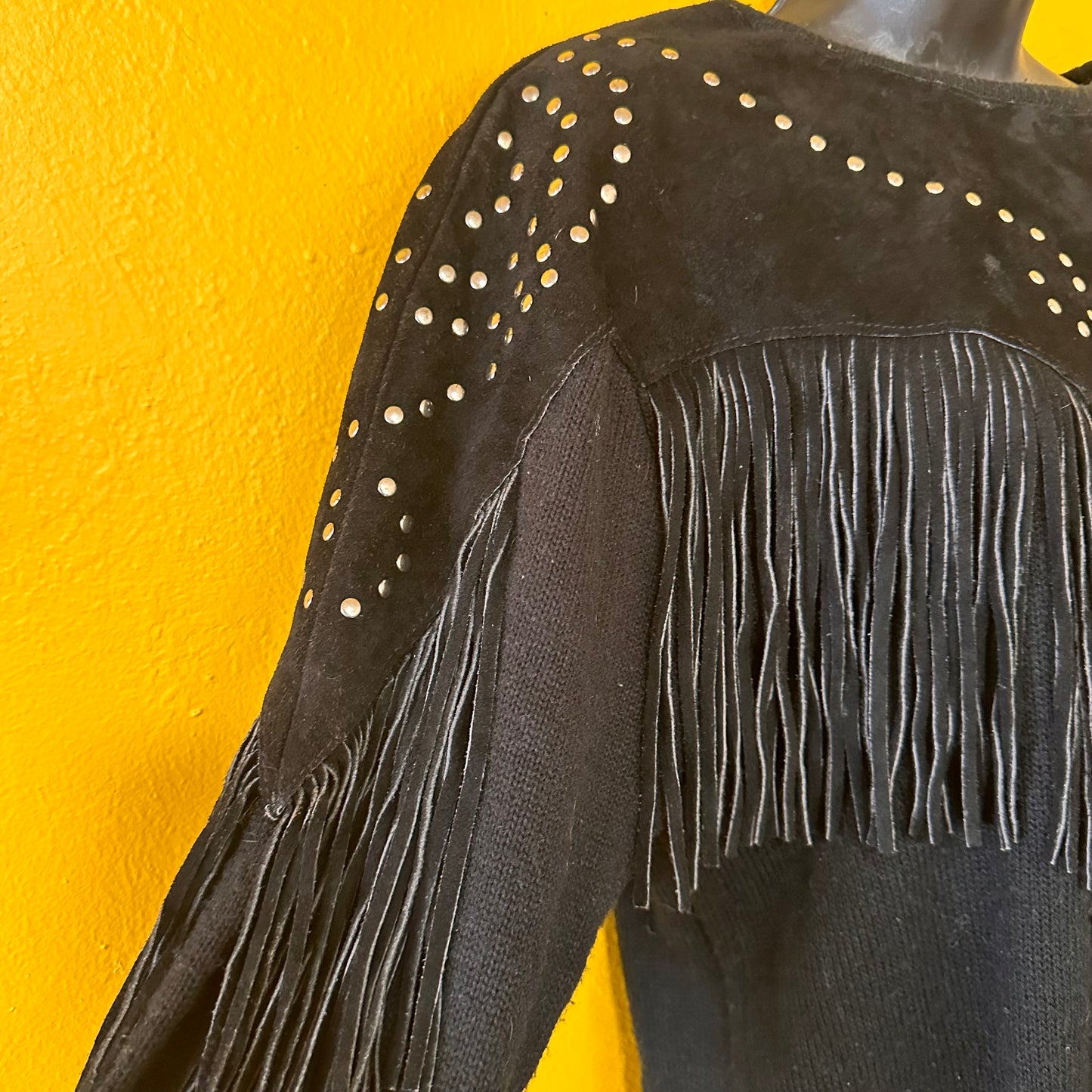 1980s Western Vintage Suede Studded Sweater S L