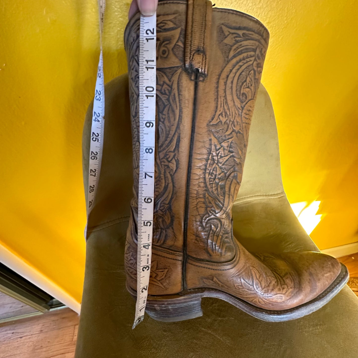 Vintage Acme Cowboy Boots Hand Tooled 1776 Eagle USA Sz 8b