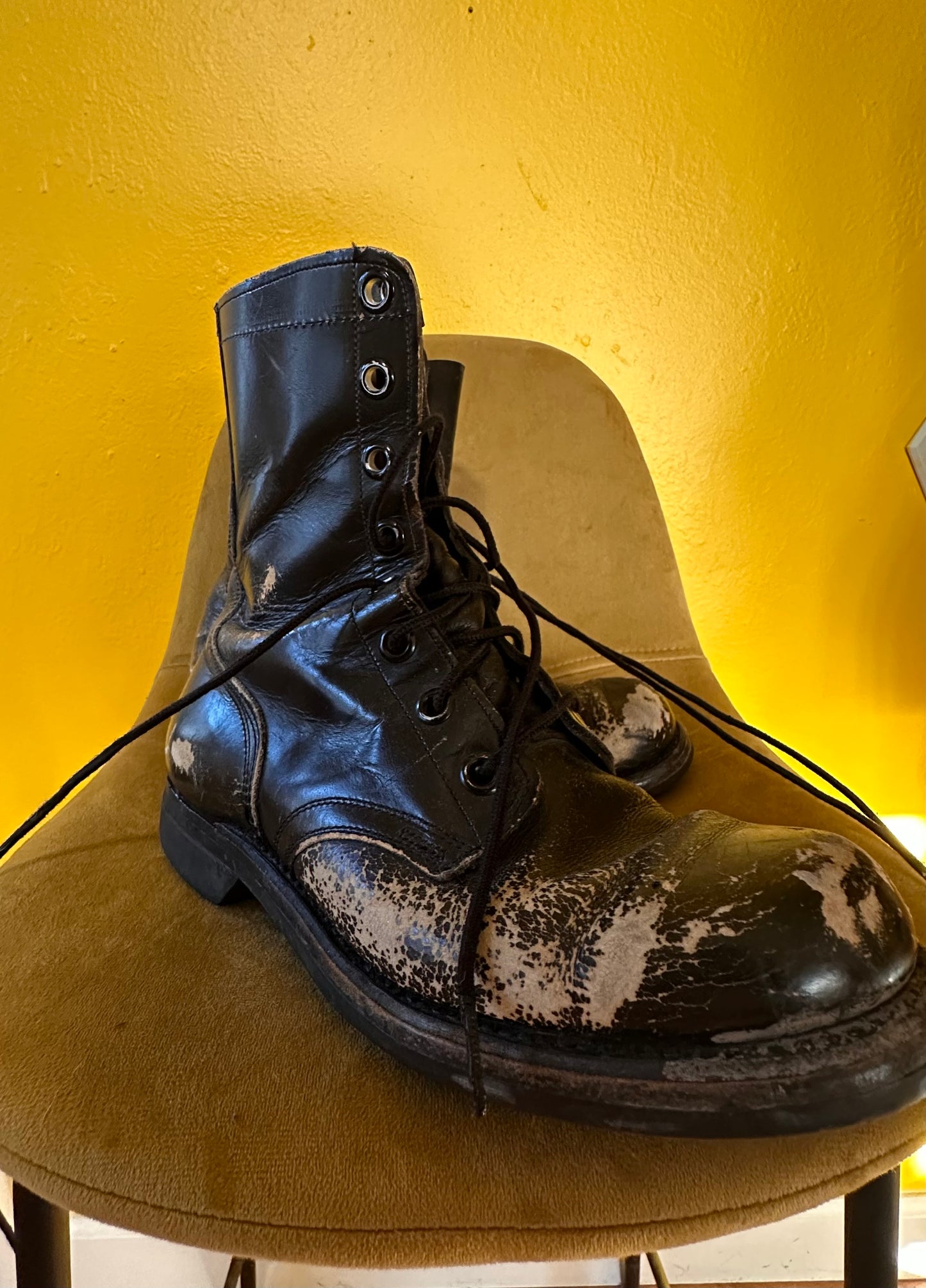 Vintage 1960s Faded Military Issue Vietnam Combat Boots Sz 9