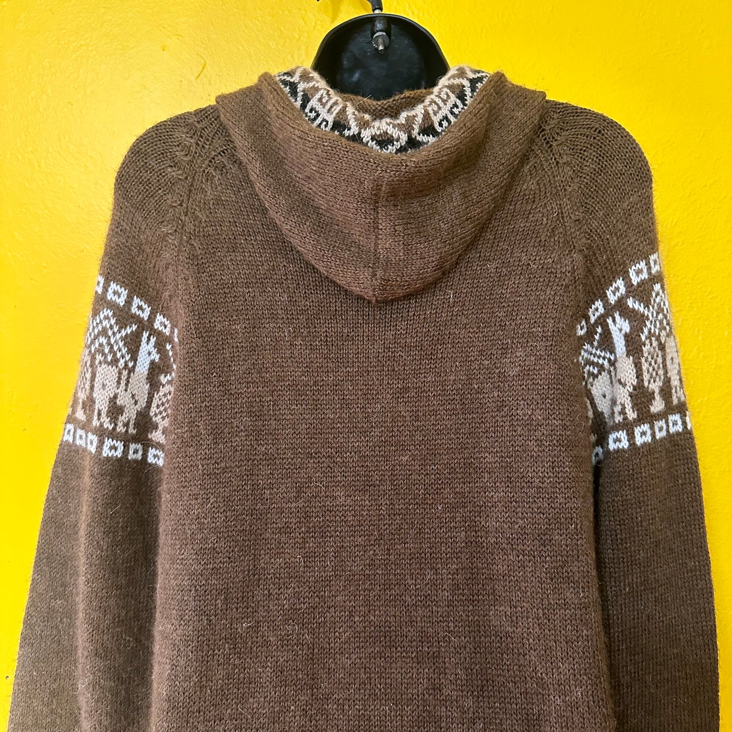 Vintage Alpaca Zip Up Hooded Sweater M