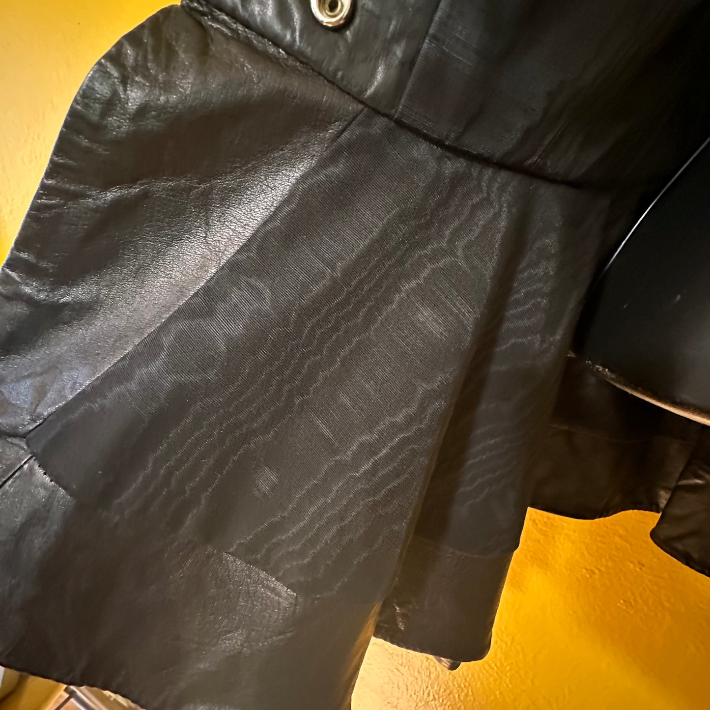 Edwardian Style Leather Double Breasted Leather Coat with Peplum skirt size XS