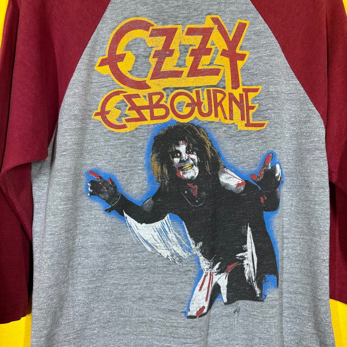 Vtg Ozzy Osbourne Dairy of a Madman Raglan 1980s sz M Dated Double Sided Single Stitch