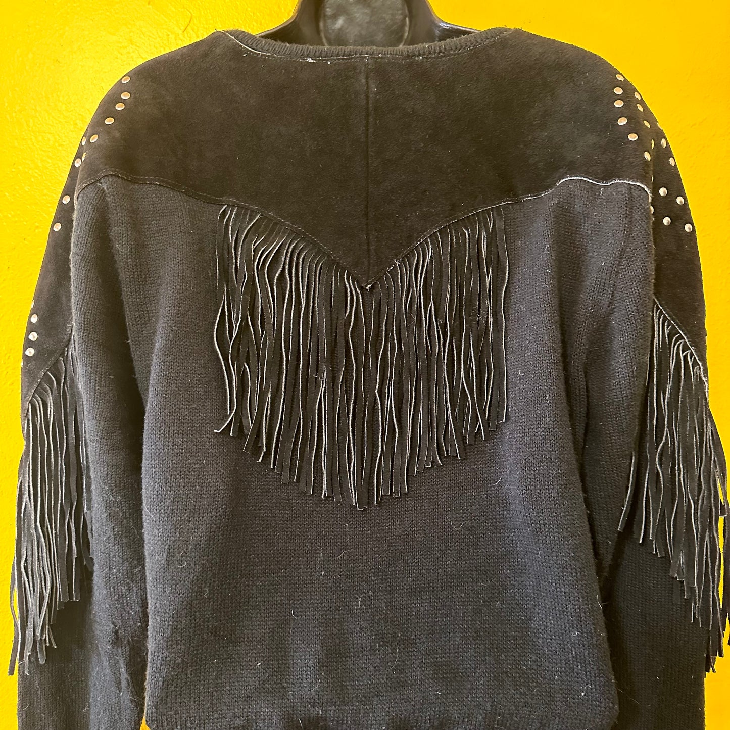 1980s Western Vintage Suede Studded Sweater S L