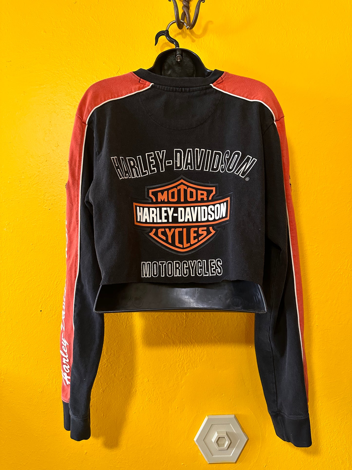 Vintage Harley Davidson Racing Cropped Crewneck M