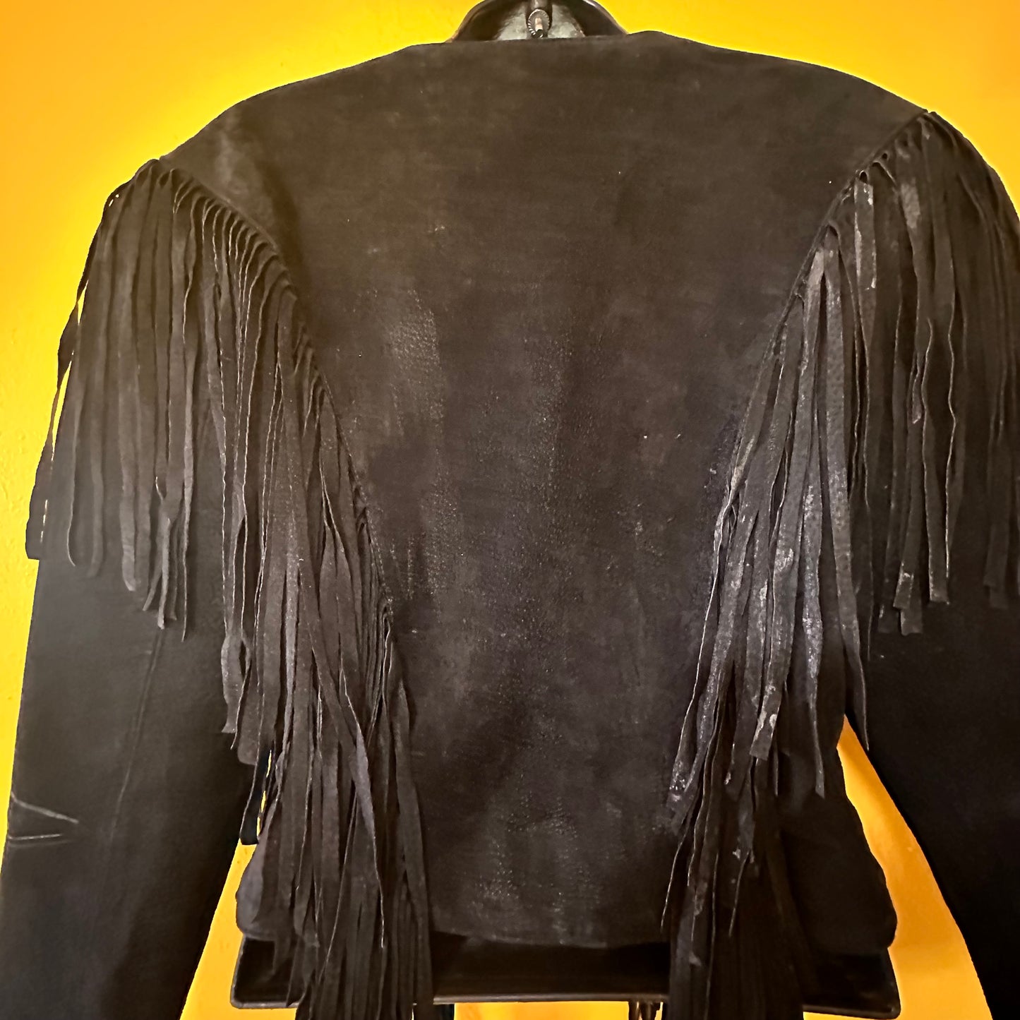 Vintage 1980s Suede Leather Fringed Concho Western Jacket size M