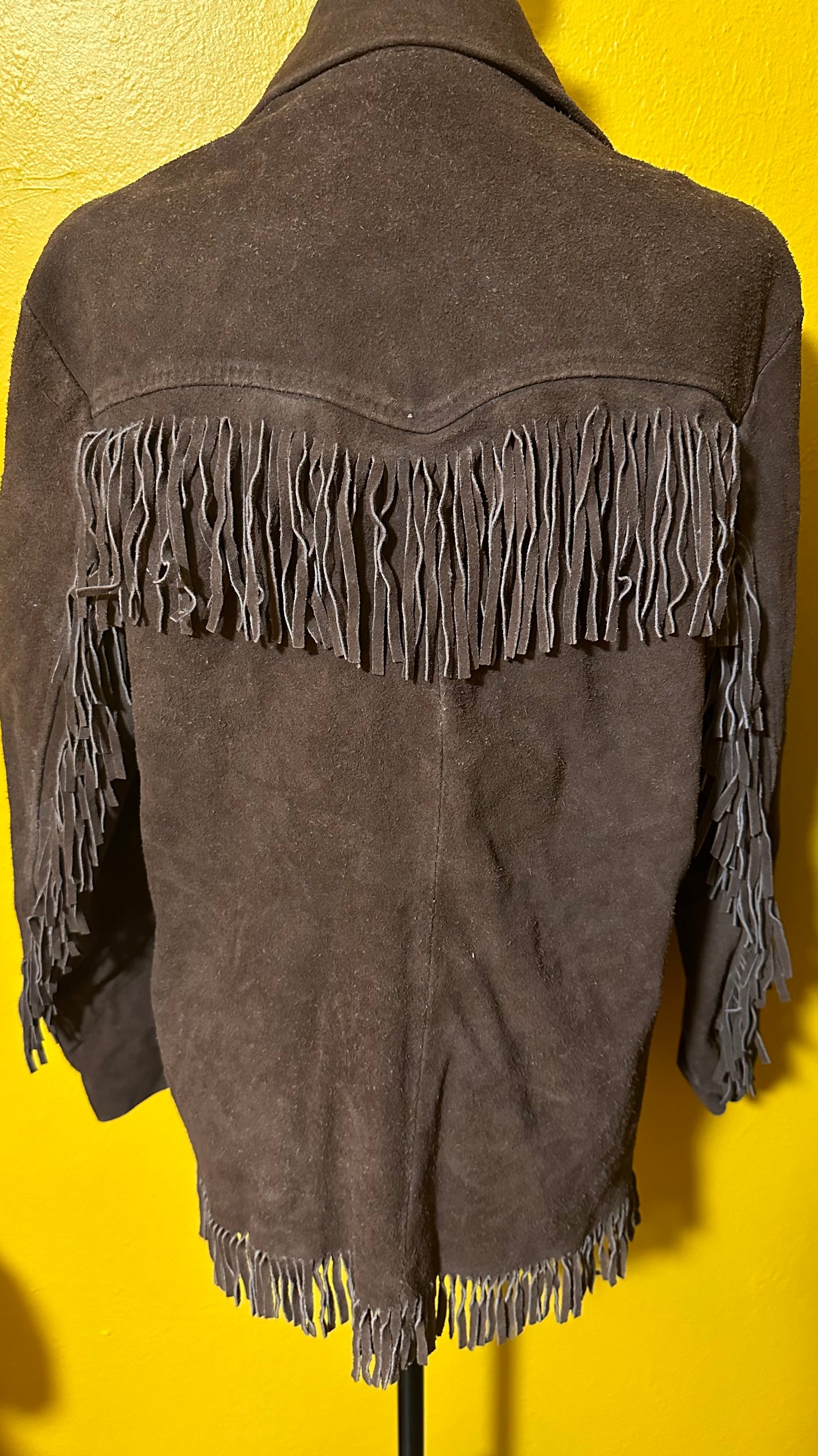 Vintage 1970s Western Fringe Suede Jacket L