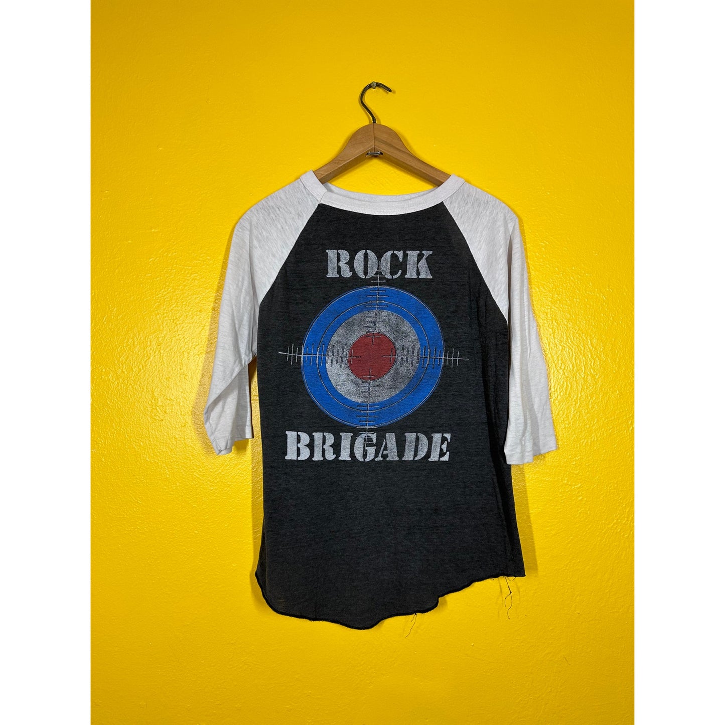 Vtg Def Leppard 80s Raglan Tee Sz S Thin Metal Rock Brigade Shirt