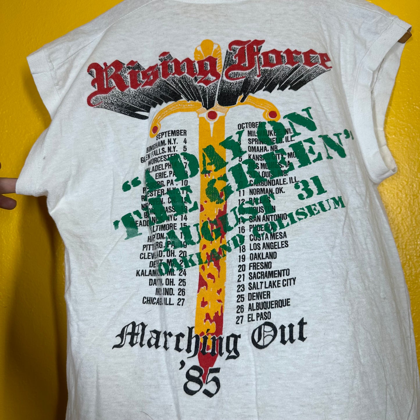 Vintage 1983 Rising Force Day on the Green Single Stitch Cut off Tour Tee M
