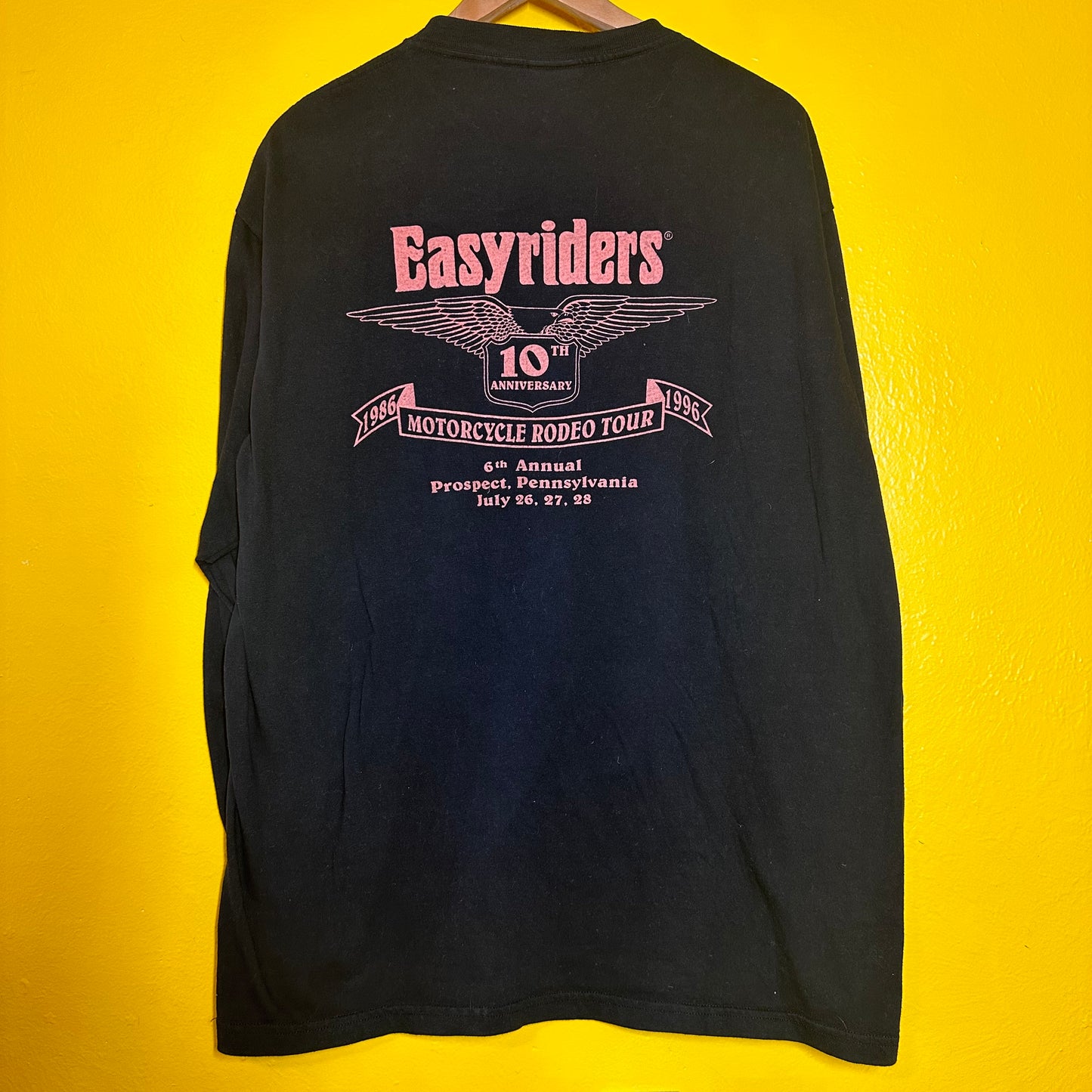 Vintage 1996 EASYRIDERS Dagger Longsleeve with Backhit and Sleevehits Biker Tee Sz XL