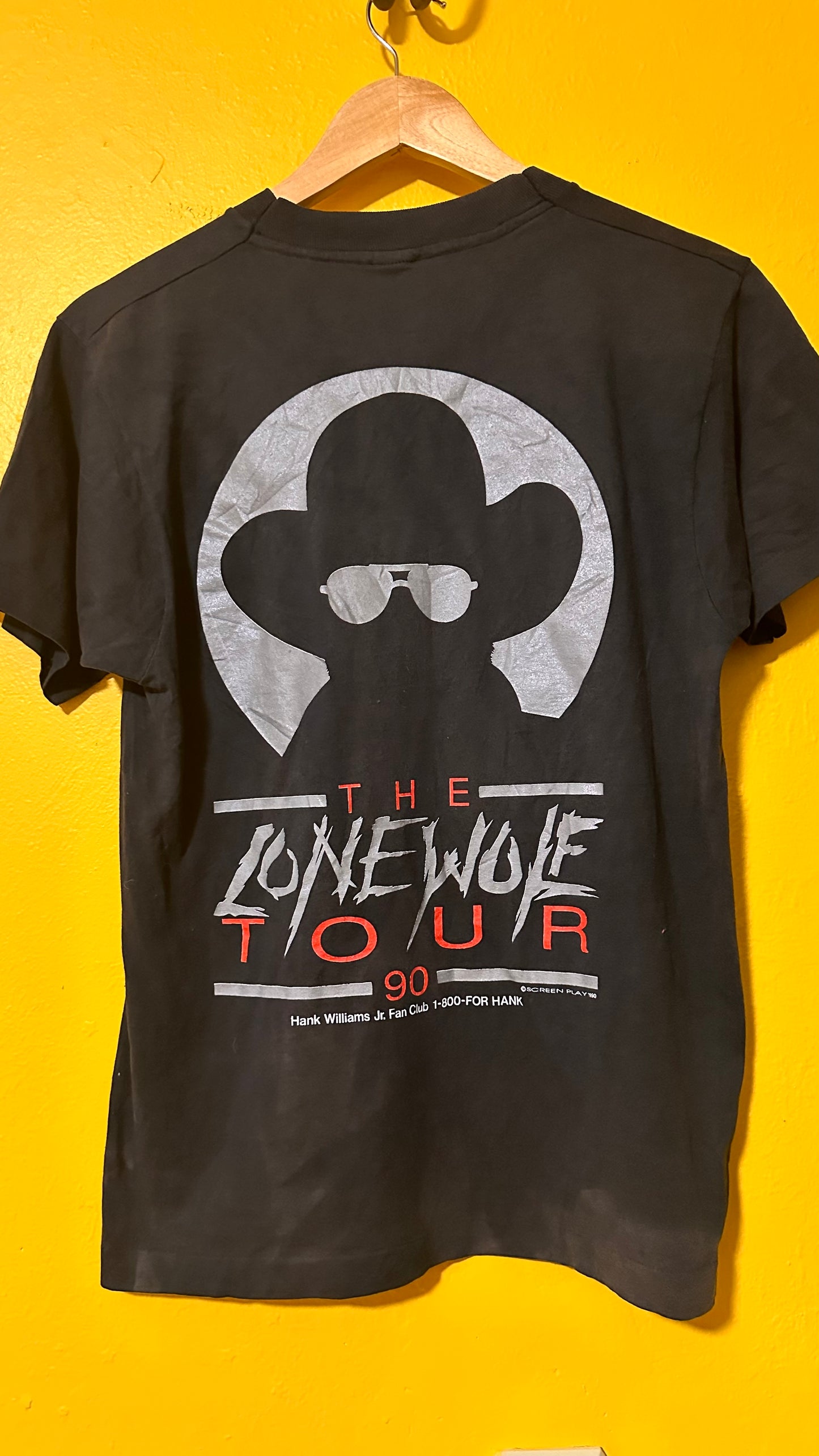 Vintage 1990 Hank Williams Lone Wolf Tour Tee Single Stitch M