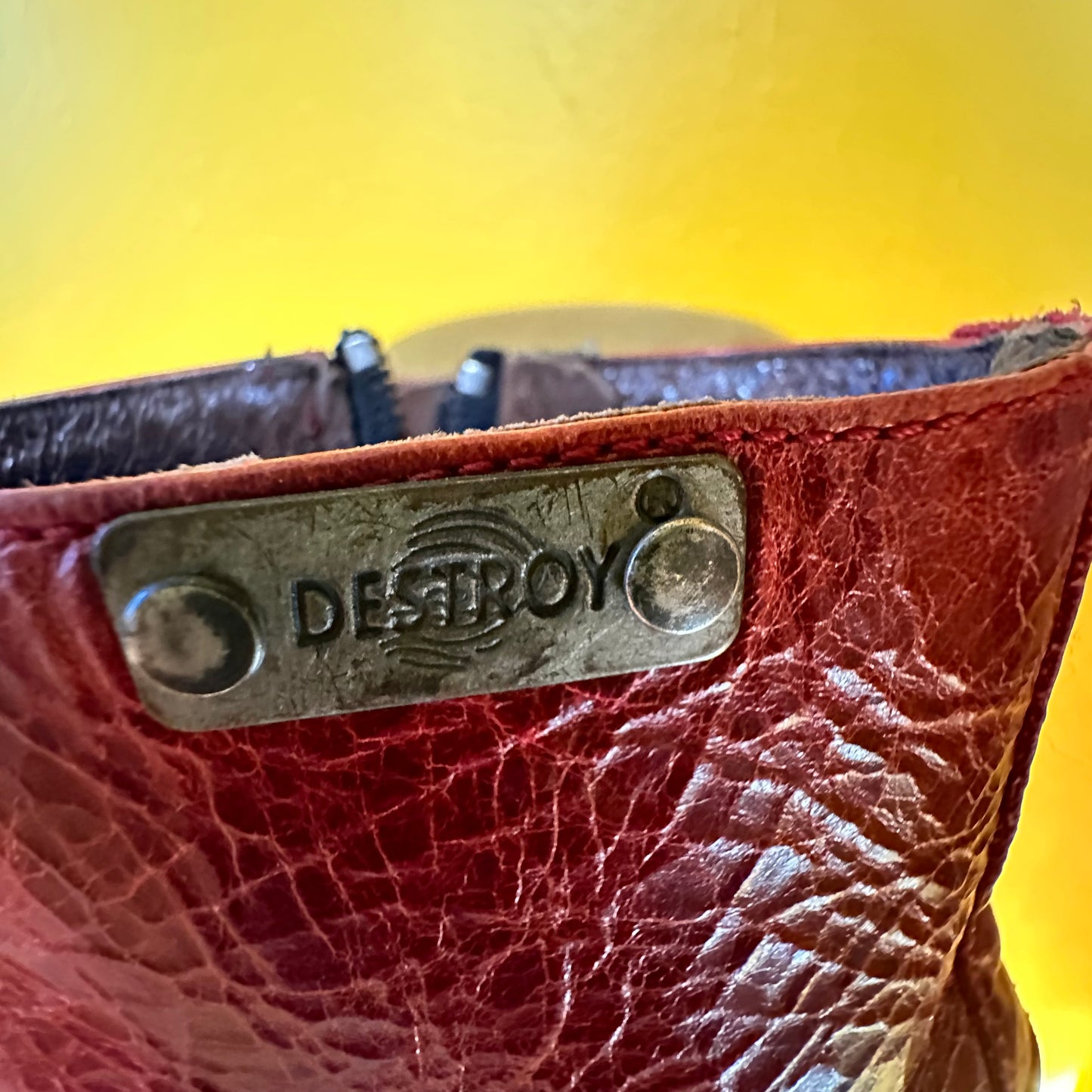 Vintage 1990s Destroy Red Leather Platform Boots Sz 9