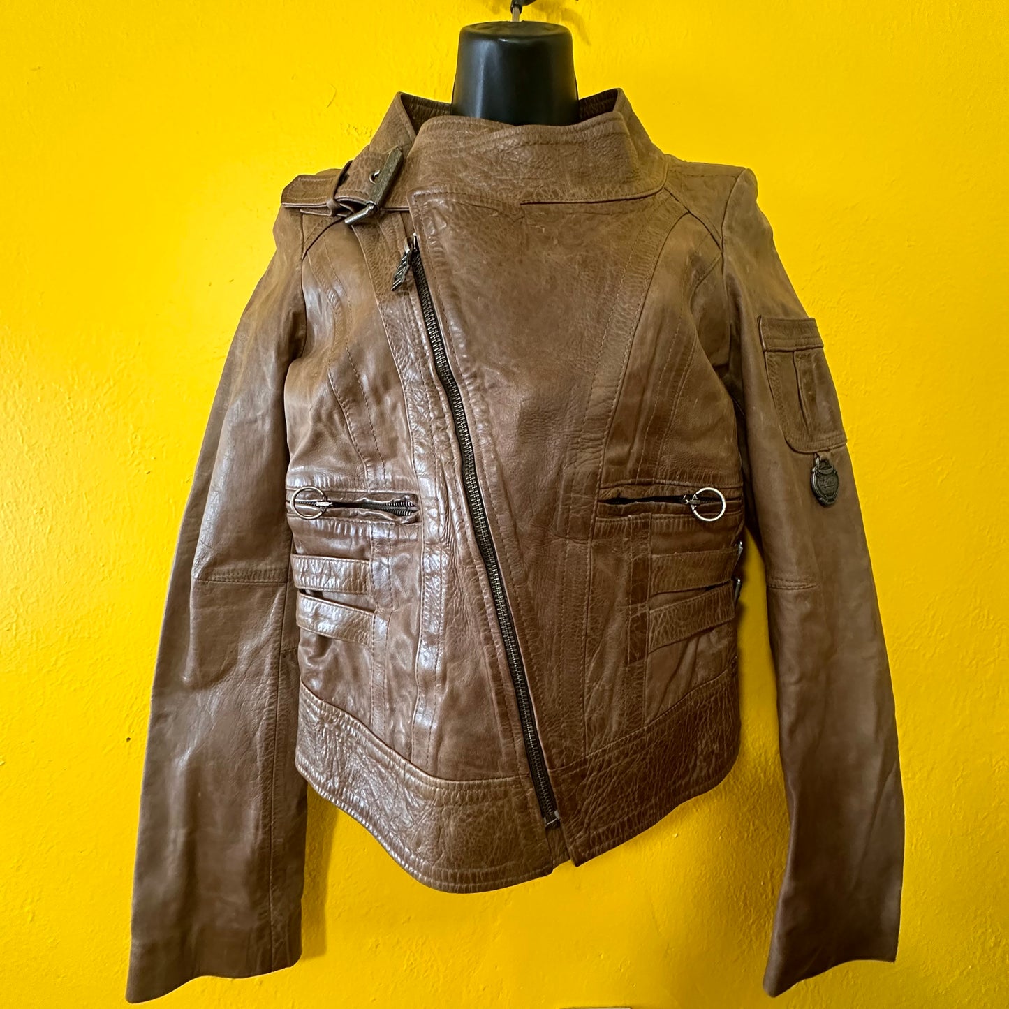 Y2K Diesel Leather Biker Jacket Sz S