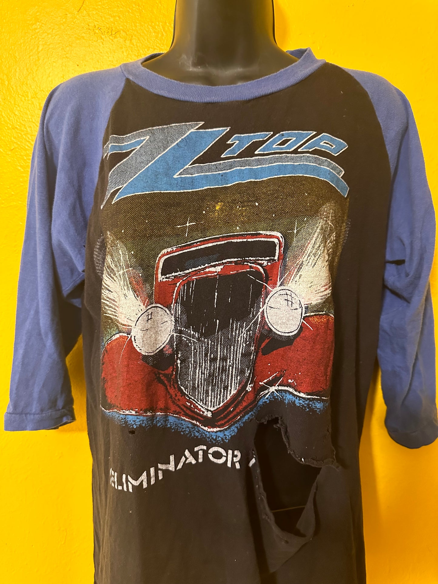 THRASHED 1980s ZZ Top Raglan M vintage