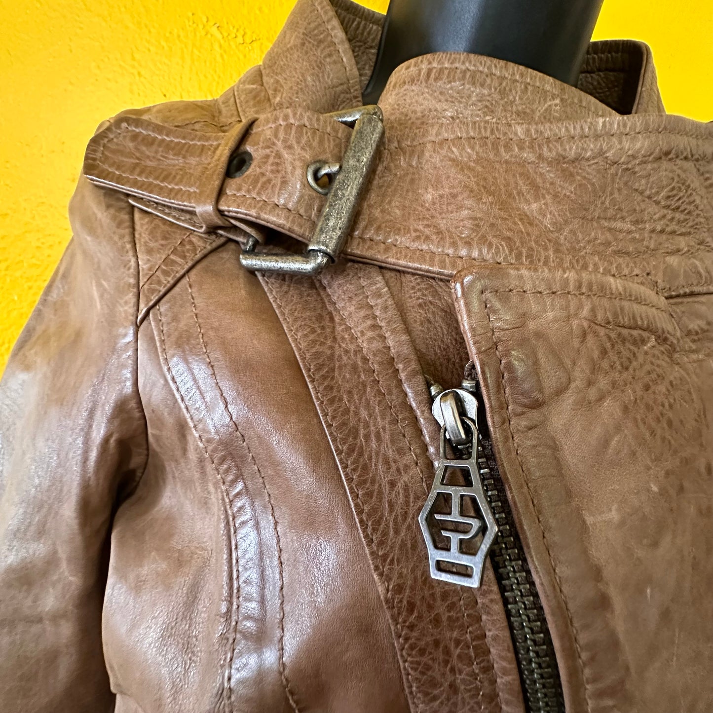 Y2K Diesel Leather Biker Jacket Sz S