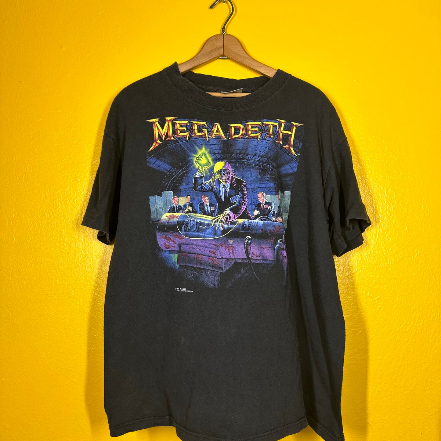 Vintage 1990 Megadeath World Tour Tee Licensed to Brockum Sz XL