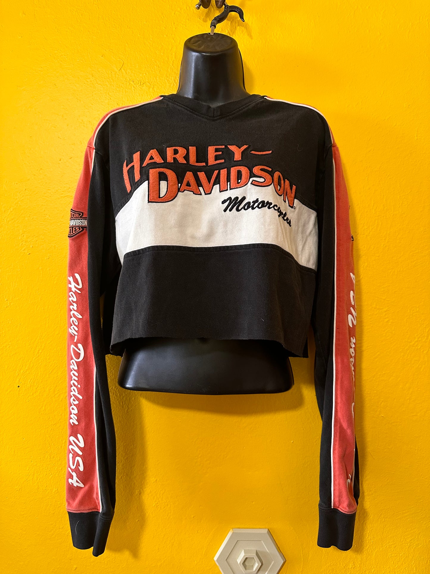 Vintage Harley Davidson Racing Cropped Crewneck M