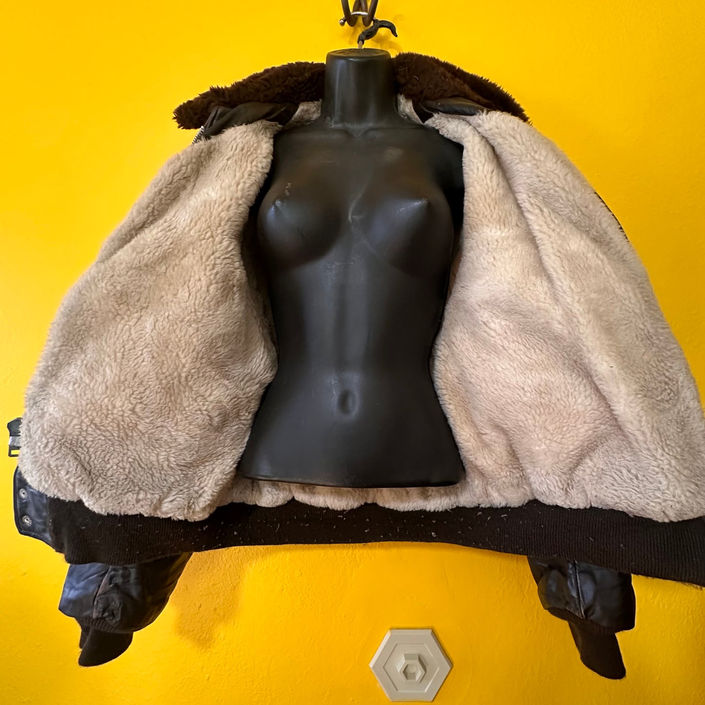 Vintage 1970s Brown Leather Pilot Bomber S M