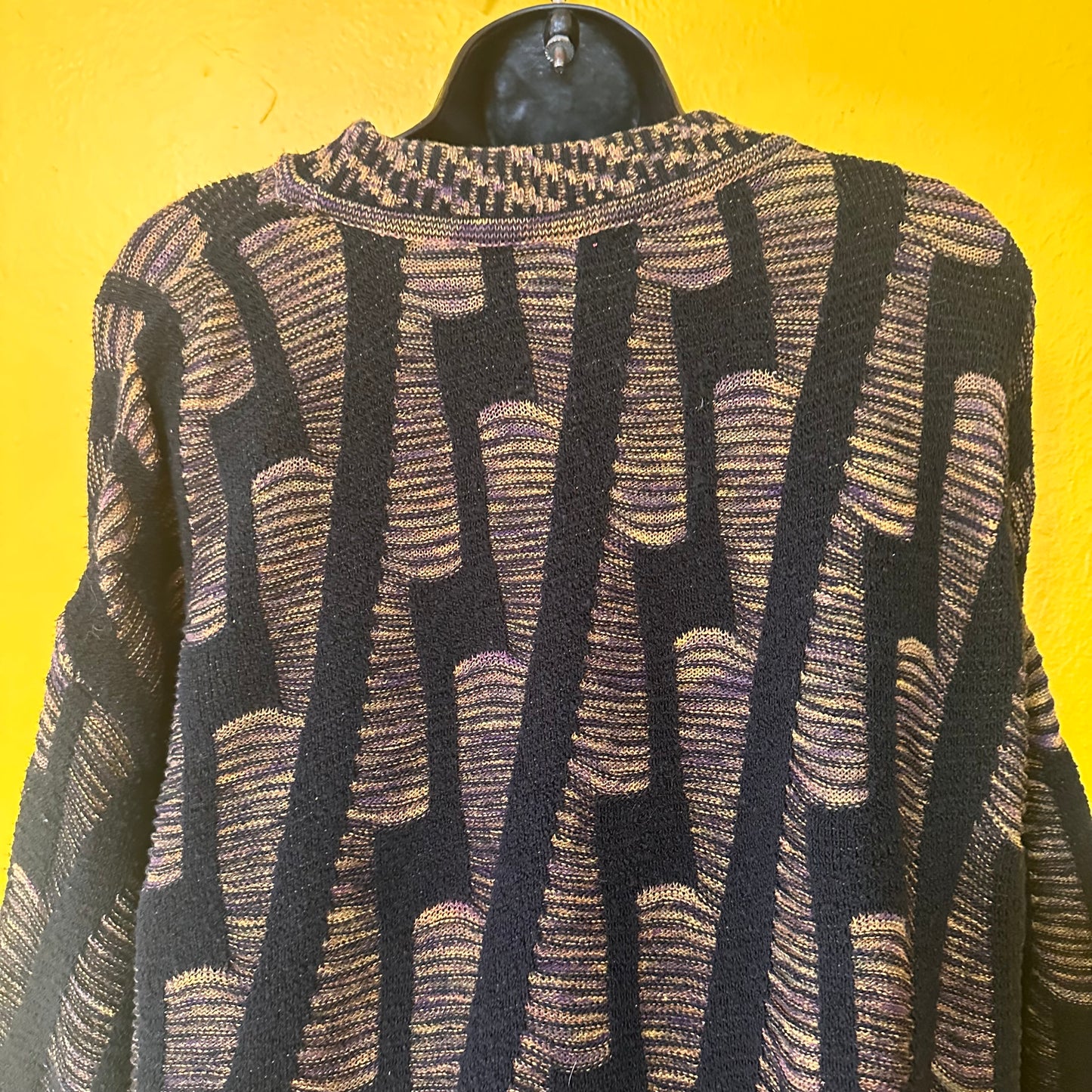 Vintage Lightning Print Grandpa Oversized Sweater