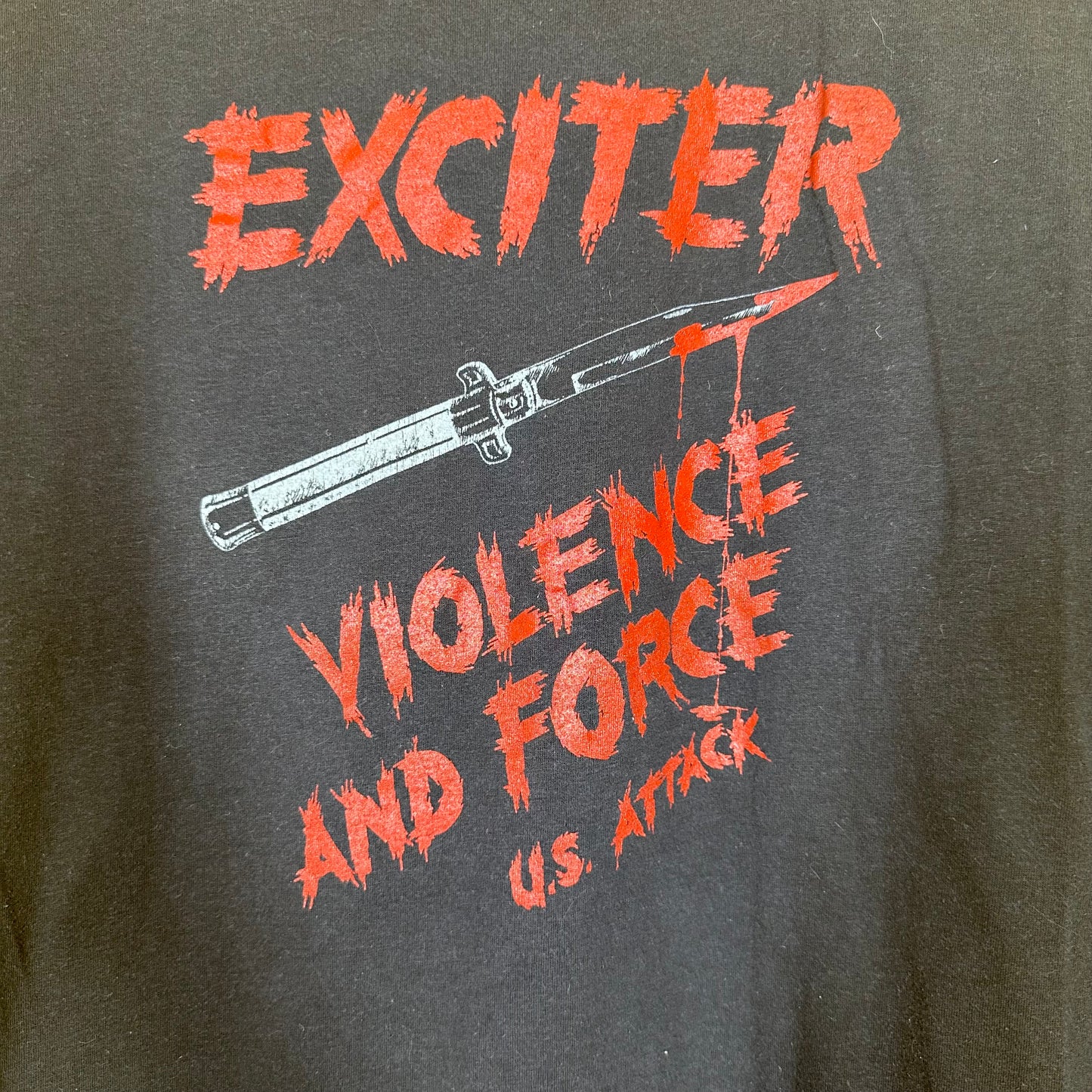 Vintage 1980s Exciter Violence and Force U.S Attack Single Stitch Tee Sz M