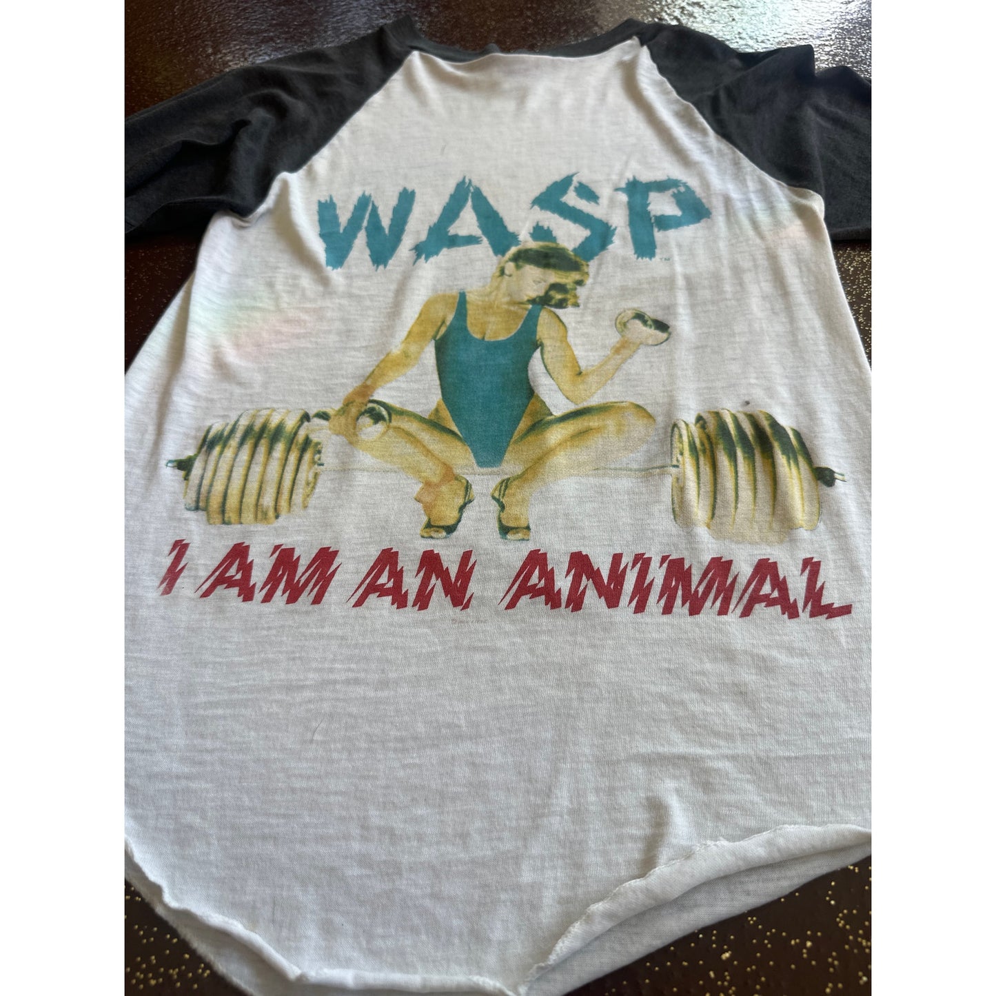 1986 RARE WASP PAPER THIN RAGLAN TEE VINTAGE VTG
