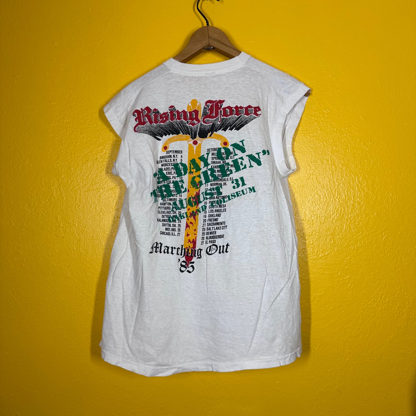 Vintage 1983 Rising Force Day on the Green Single Stitch Cut off Tour Tee M