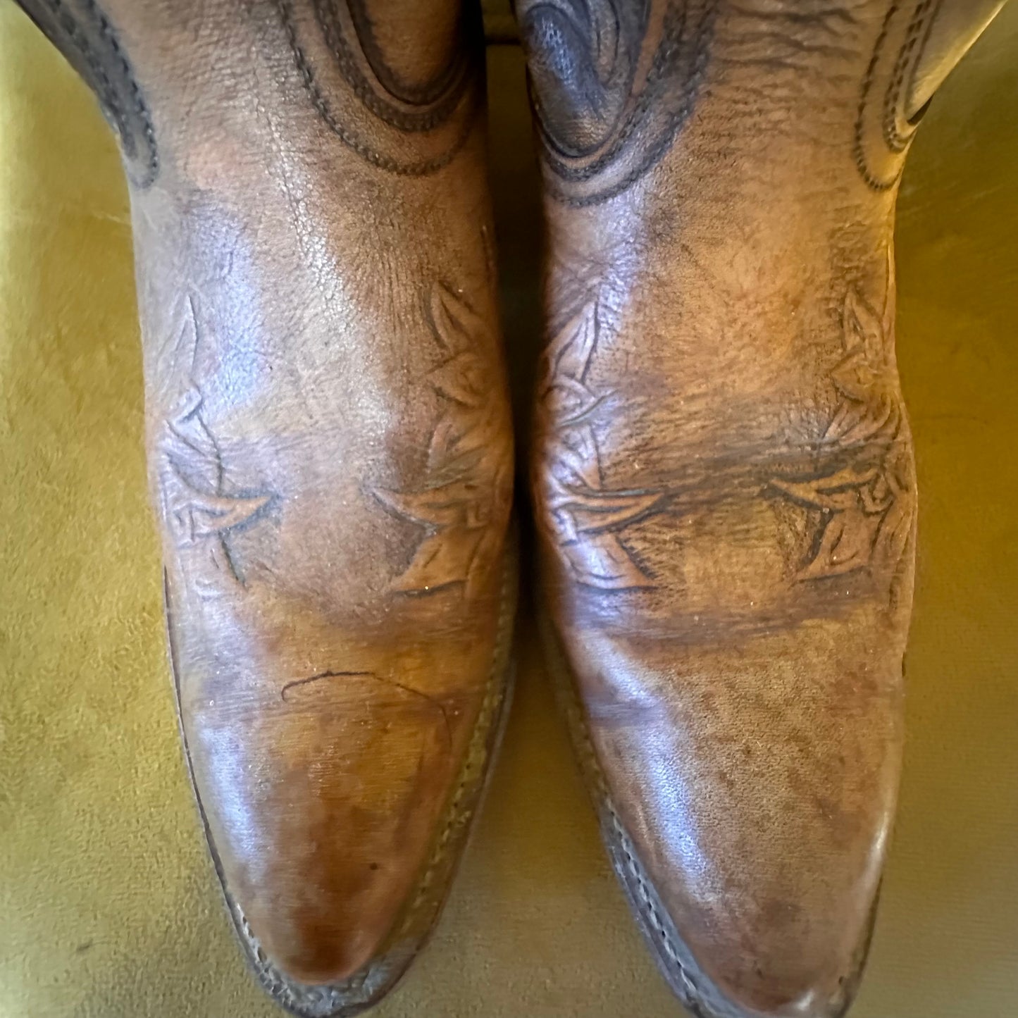 Vintage Acme Cowboy Boots Hand Tooled 1776 Eagle USA Sz 8b