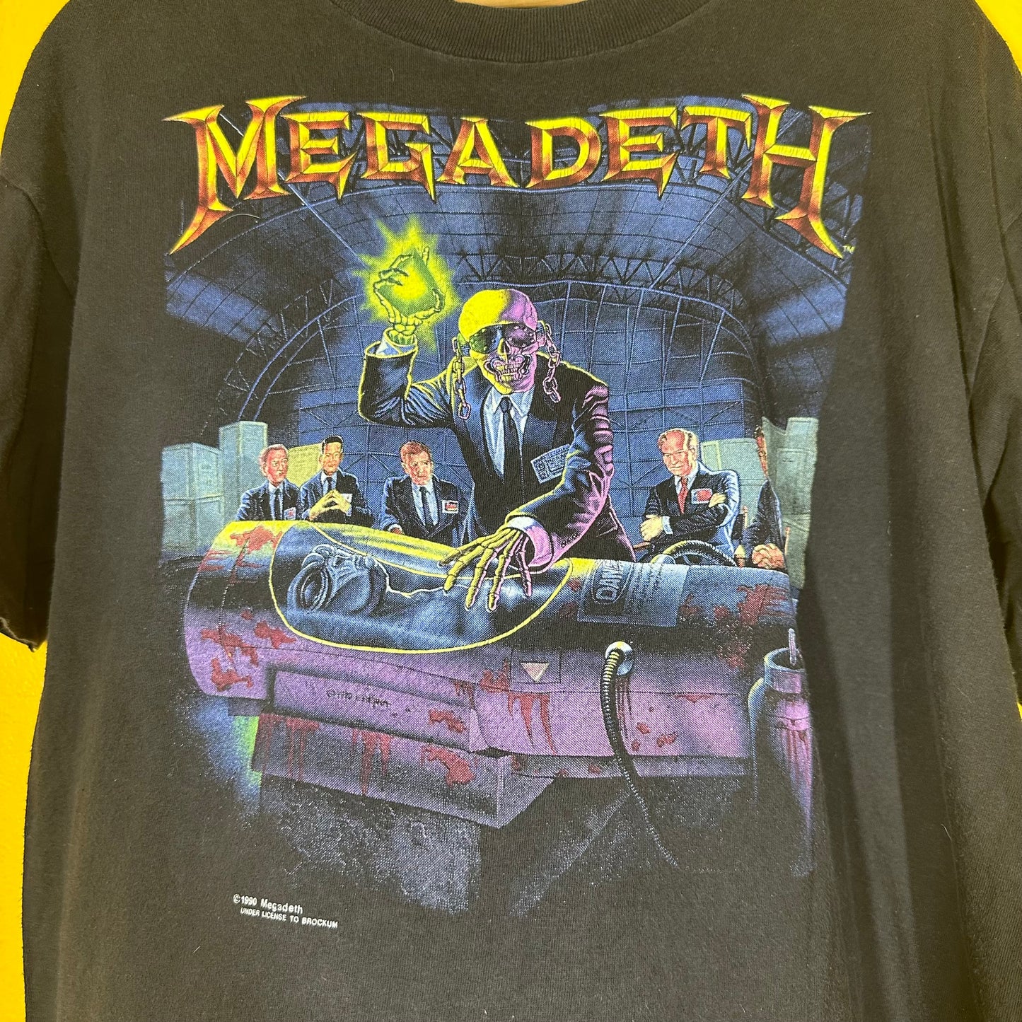 Vintage 1990 Megadeath World Tour Tee Licensed to Brockum Sz XL