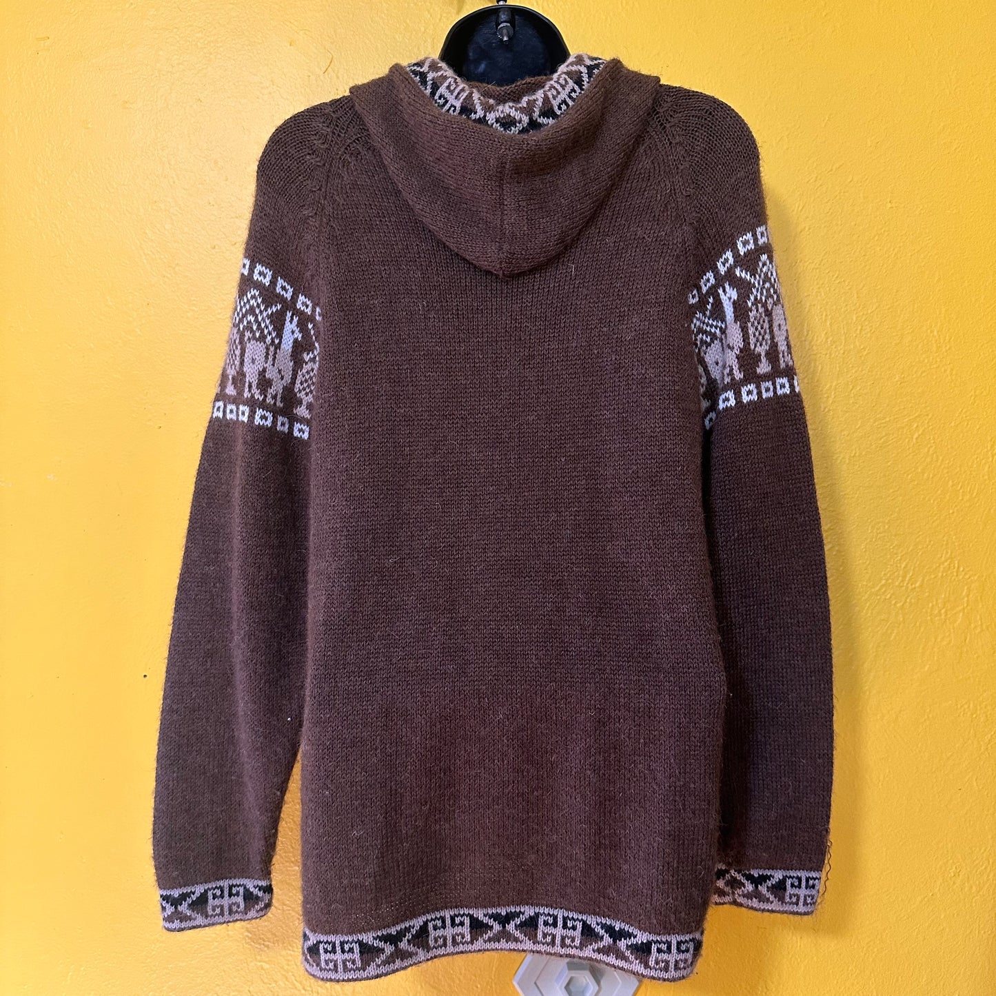 Vintage Alpaca Zip Up Hooded Sweater M
