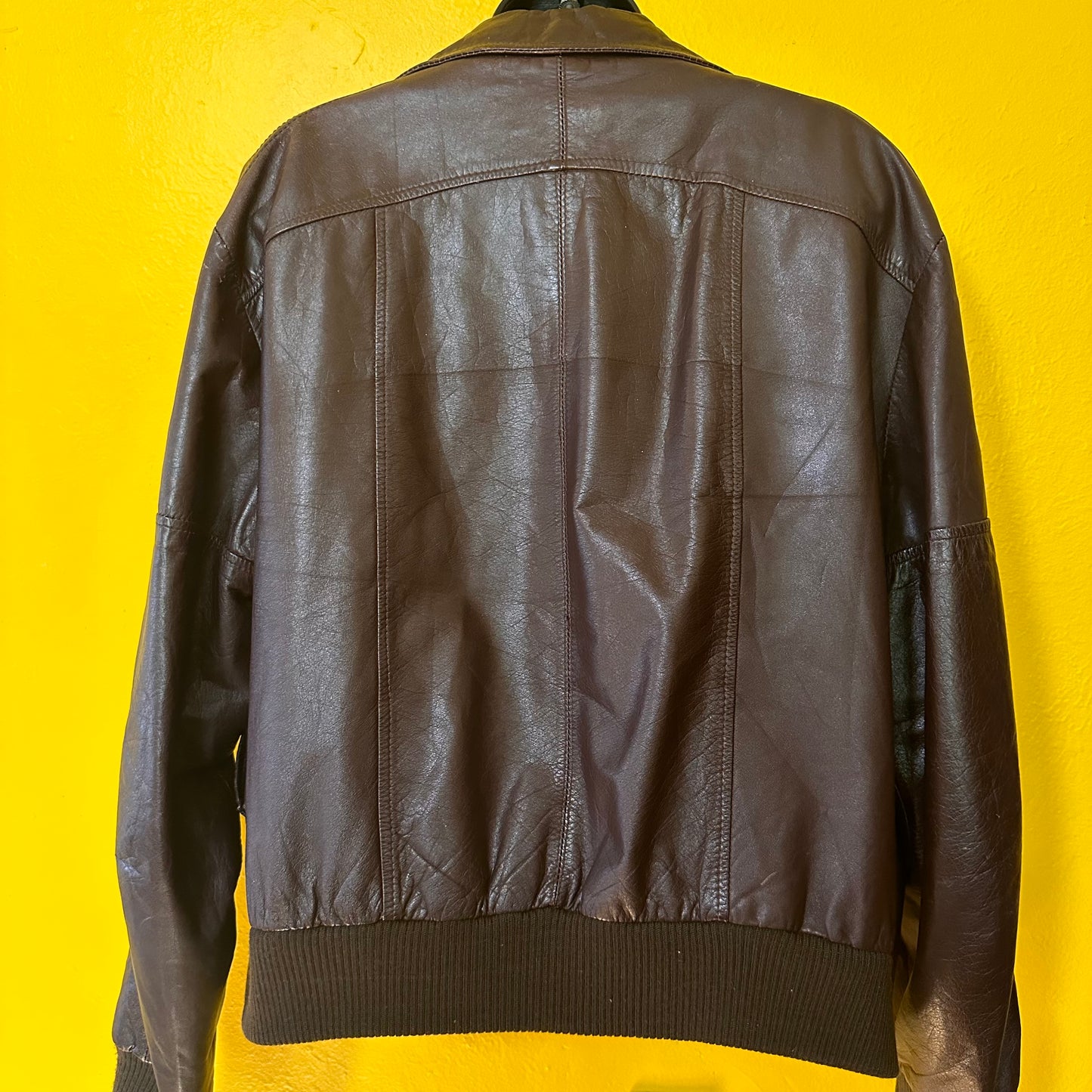 Vintage 1980s Brown Leather Sherpa Lined Bomber Sz L