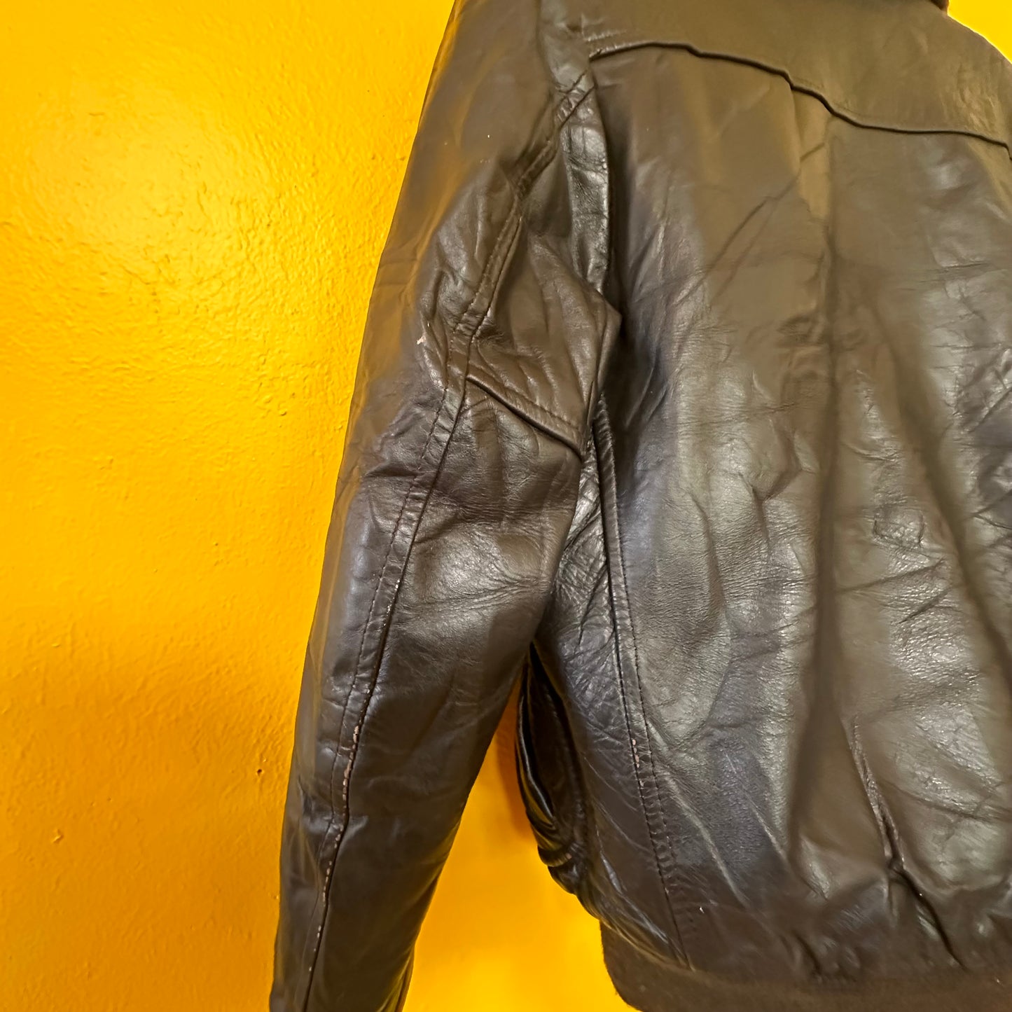 Vintage 1970s Brown Leather Pilot Bomber S M