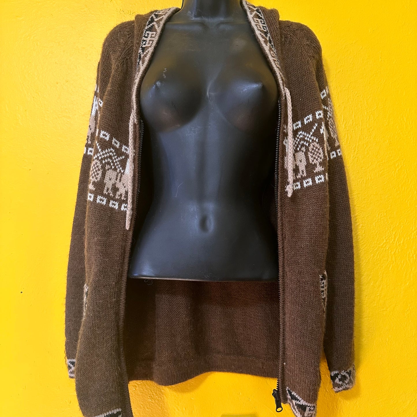 Vintage Alpaca Zip Up Hooded Sweater M