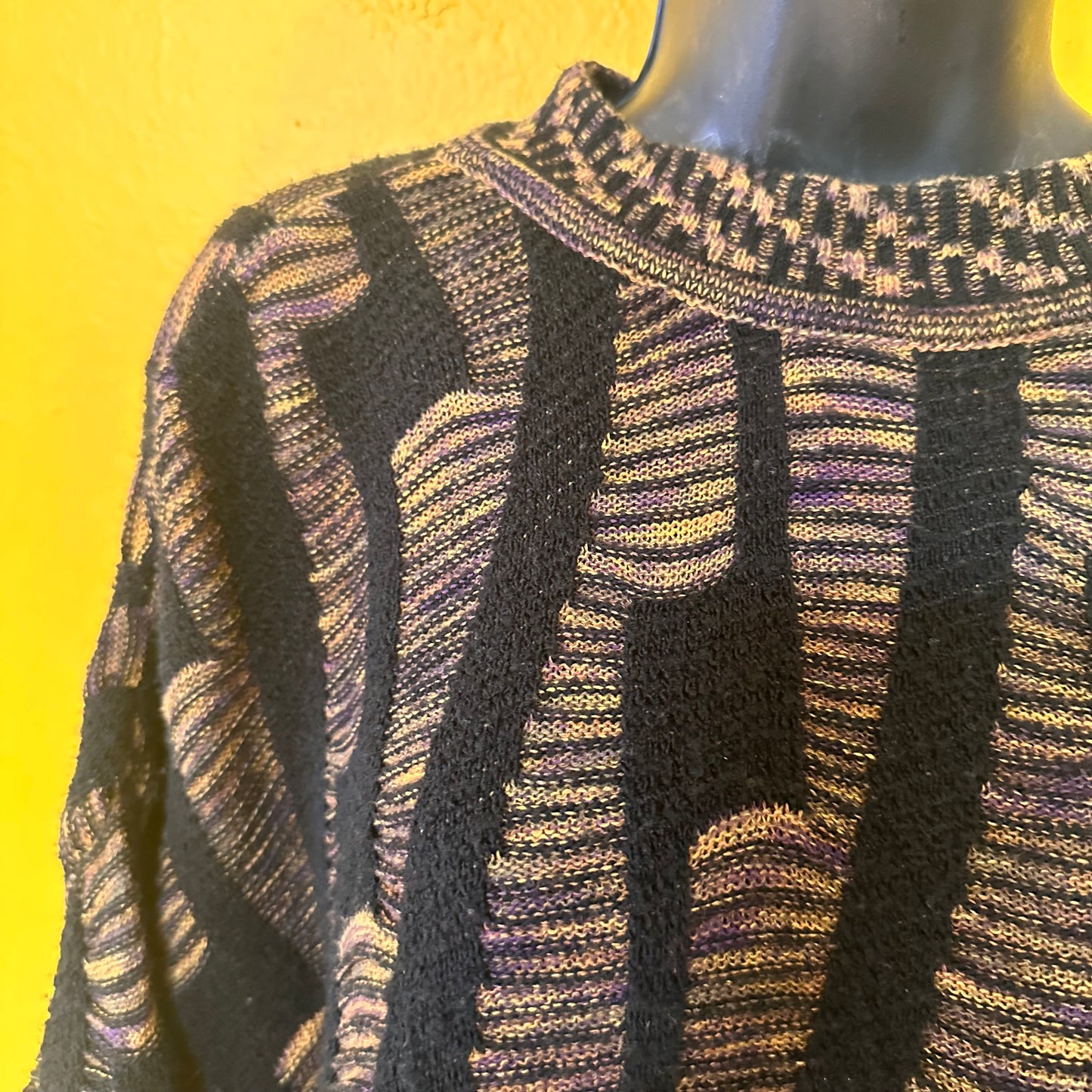 Vintage Lightning Print Grandpa Oversized Sweater