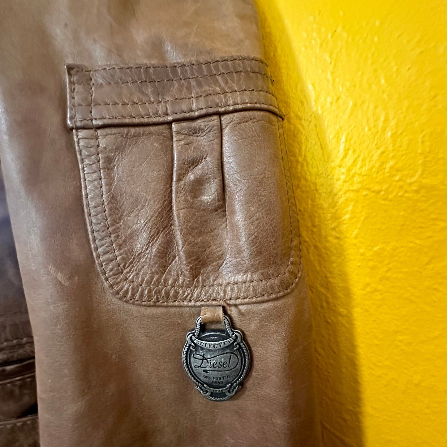 Y2K Diesel Leather Biker Jacket Sz S