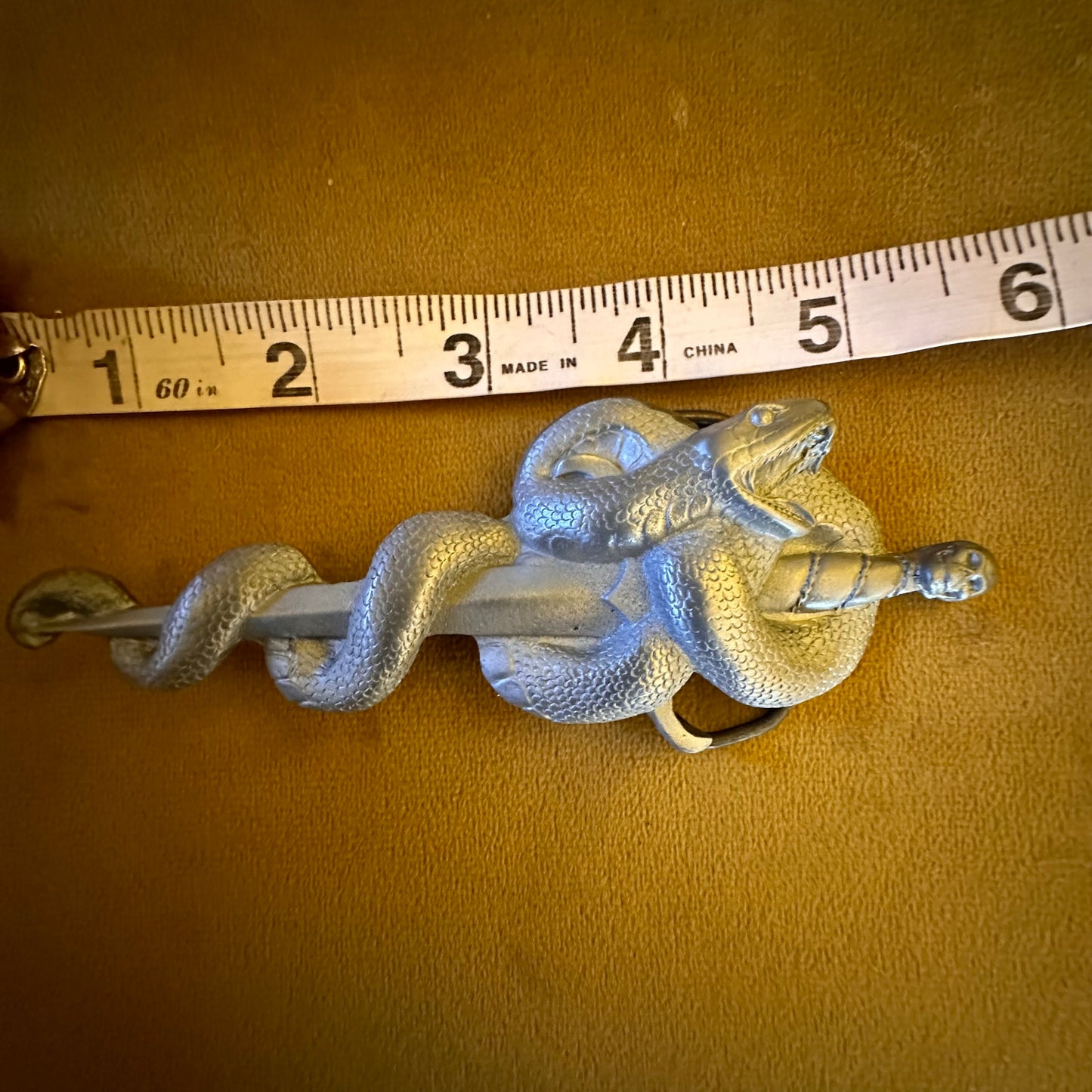 Vintage Snake and Dagger 1990s Belt Buckle