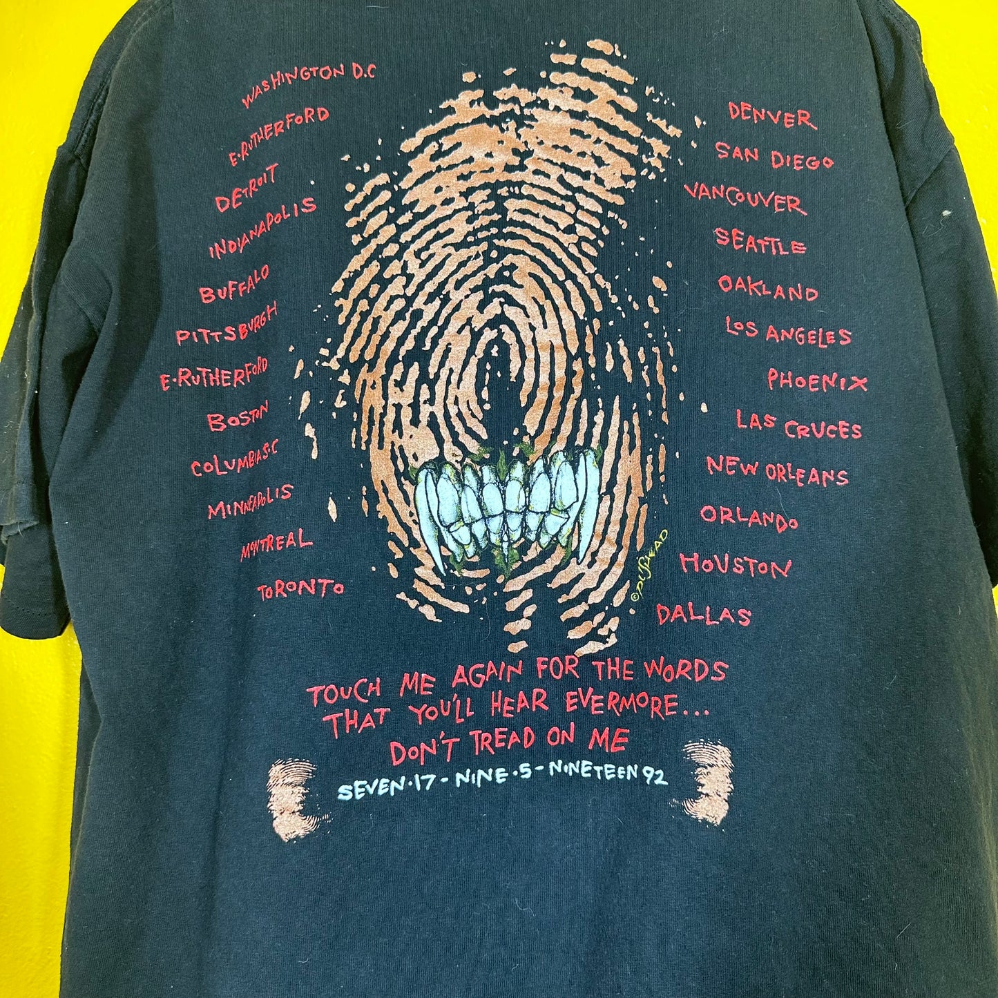 Vintage Metallica Don’t Tread on Me Tour Tee 1991/ 92 Authentic Single Stitch XL Pushead Graphic