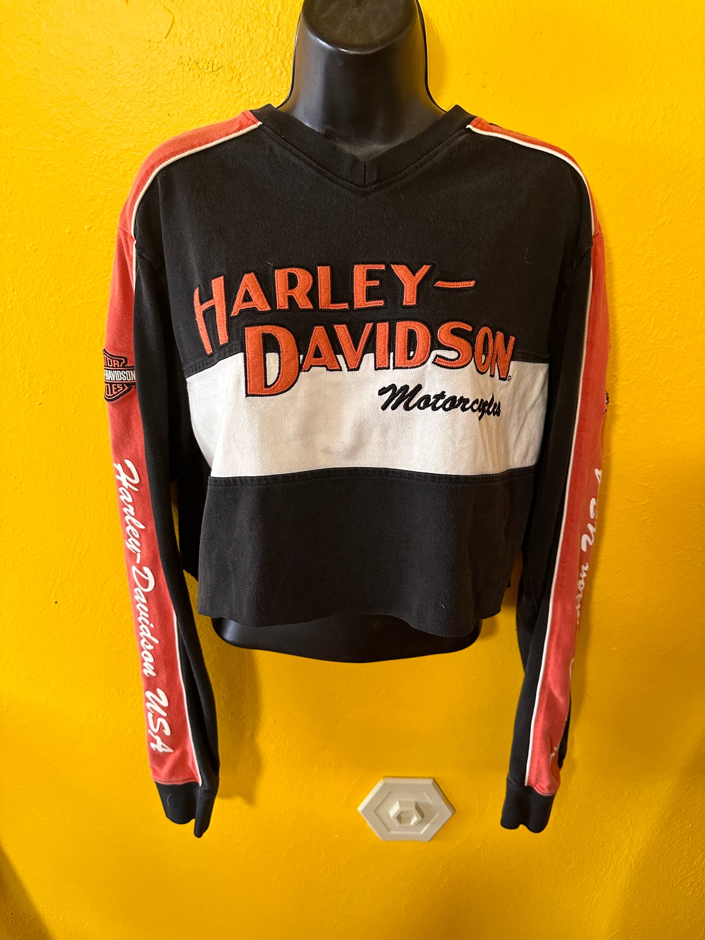 Vintage Harley Davidson Racing Cropped Crewneck M