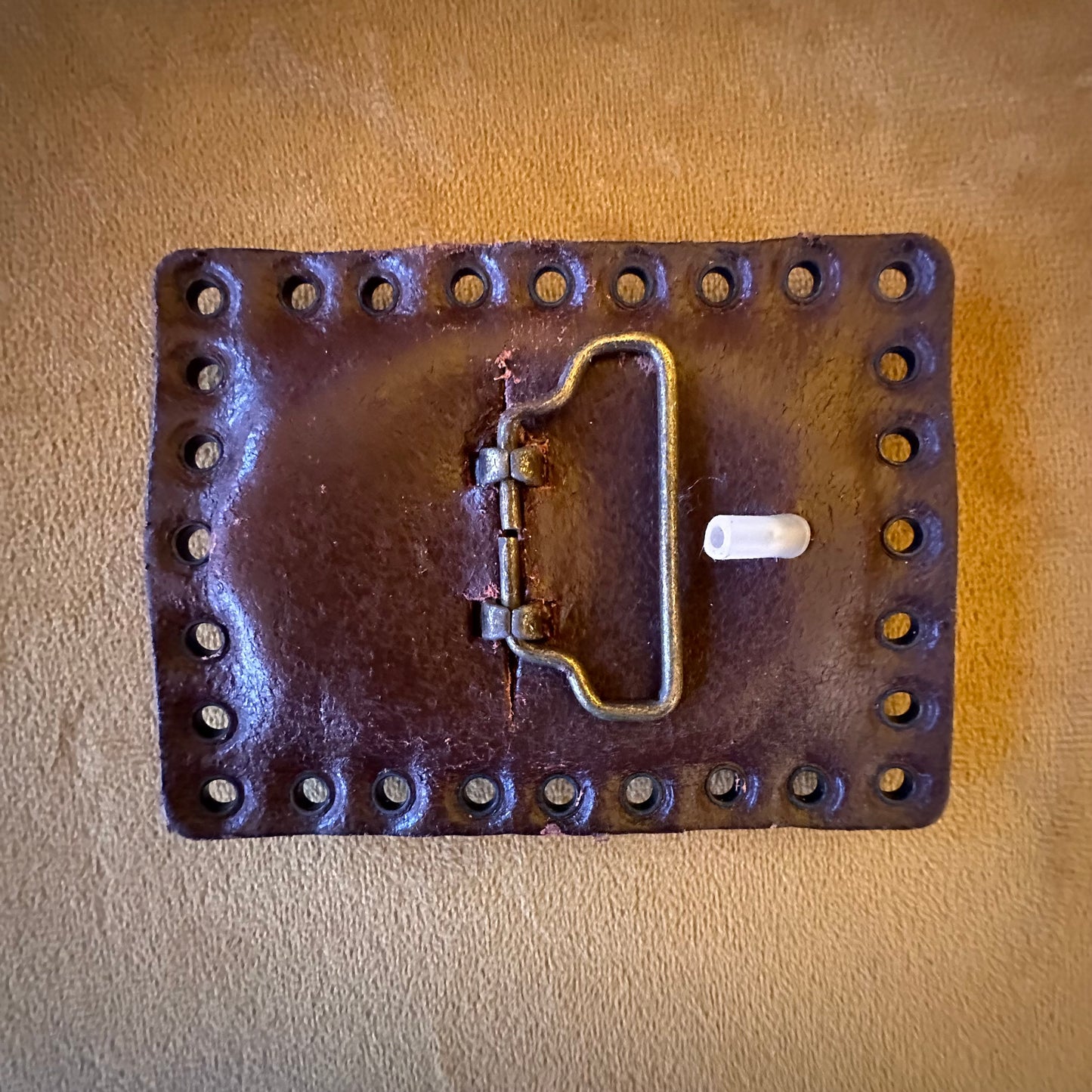Vintage Leather Grommet Belt Buckle