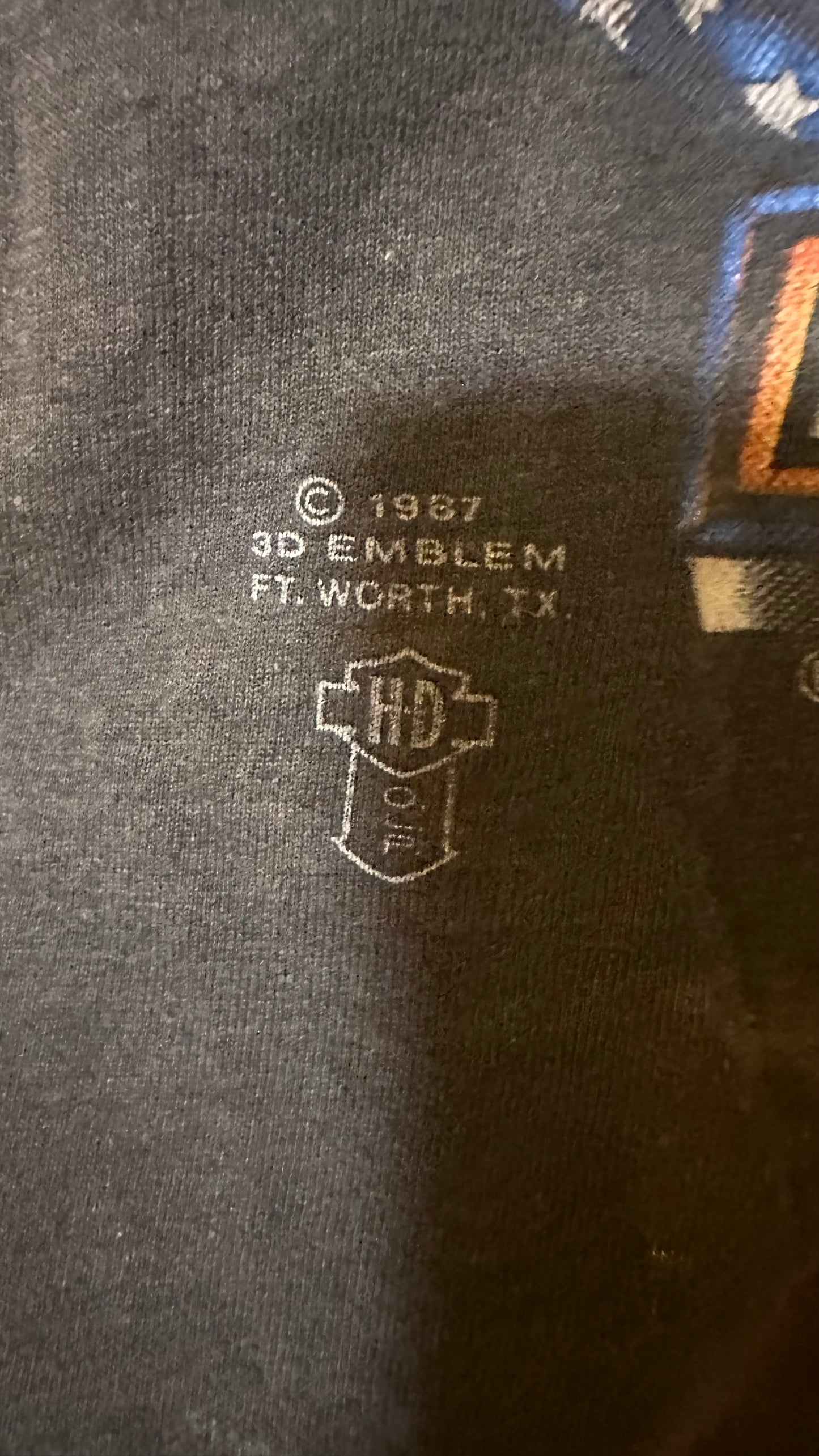 1987 Harley Davidson 3D Emblem Single Stitch 50/50 Tank Top M