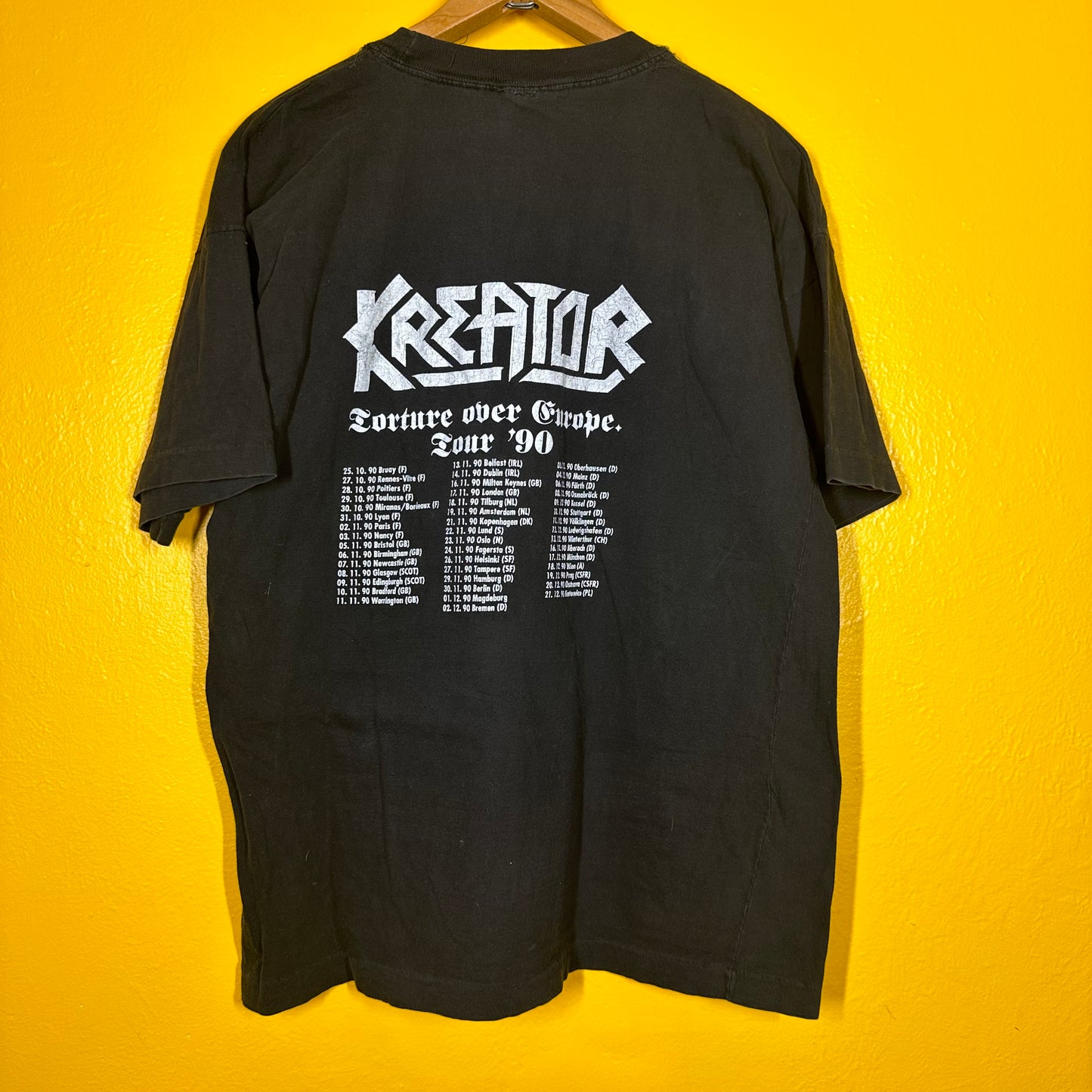 VTG Kreator 1990 Europe Tour Metal Tee Shirt Sz L Single Stitch