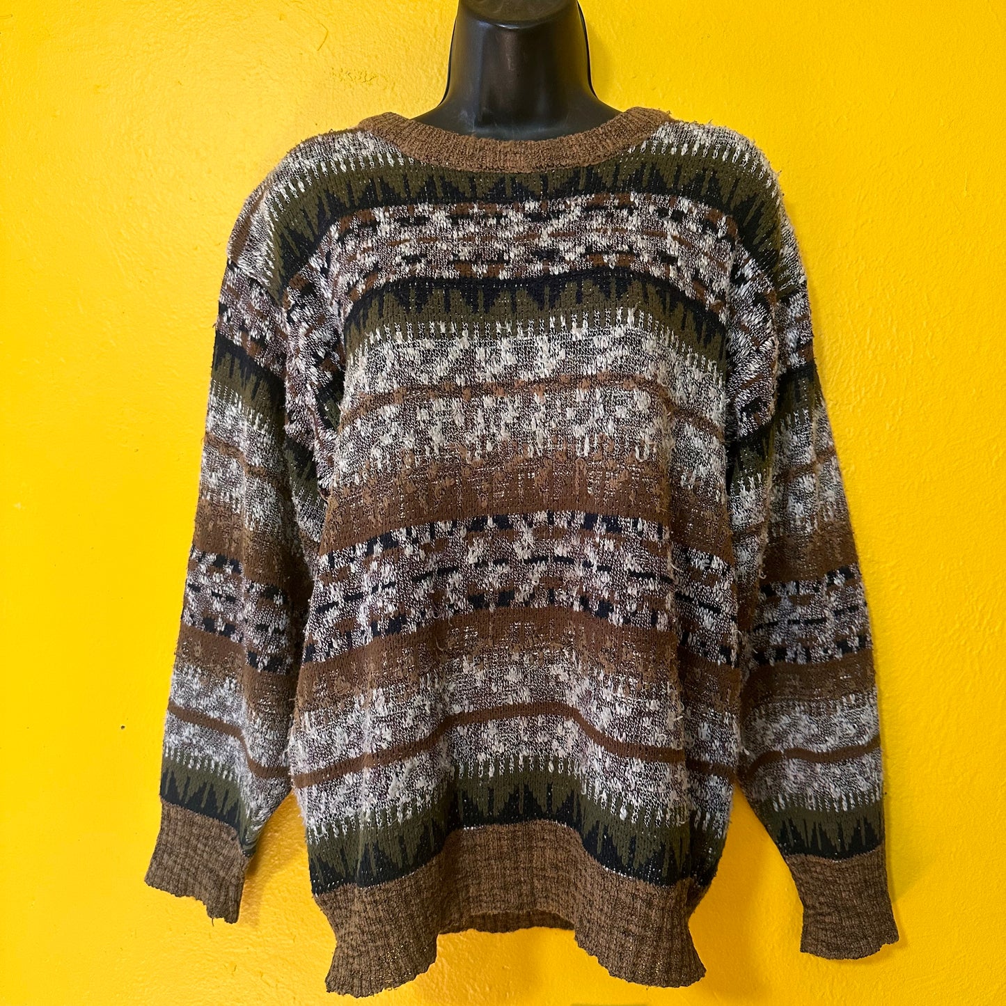 Vintage Brown Pattered Grandpa Sweater M
