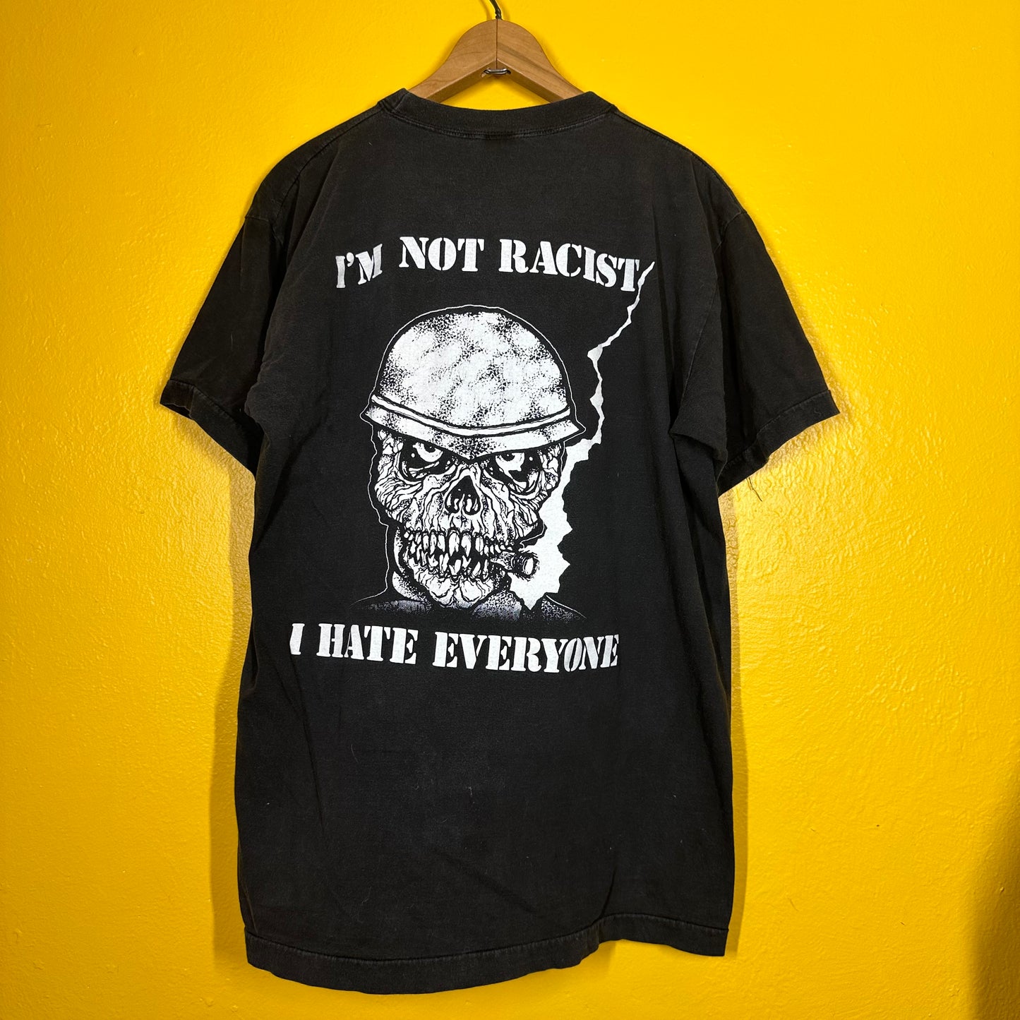 Vintage 1990s S.O.D Pushead Single Stitch I’m not Racist Tee Sz L Backhit
